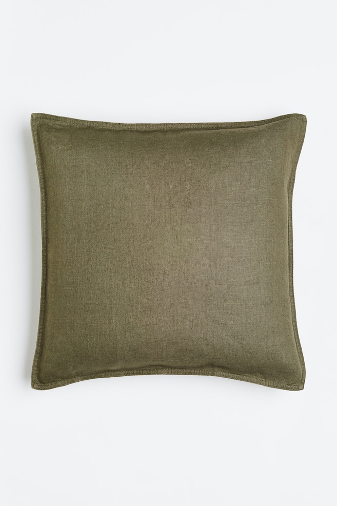 Washed linen cushion cover - Dark khaki green/Linen beige/Anthracite grey/Light brown/dc/dc/dc/dc/dc/dc/dc/dc/dc/dc/dc/dc/dc/dc/dc/dc/dc/dc - 1
