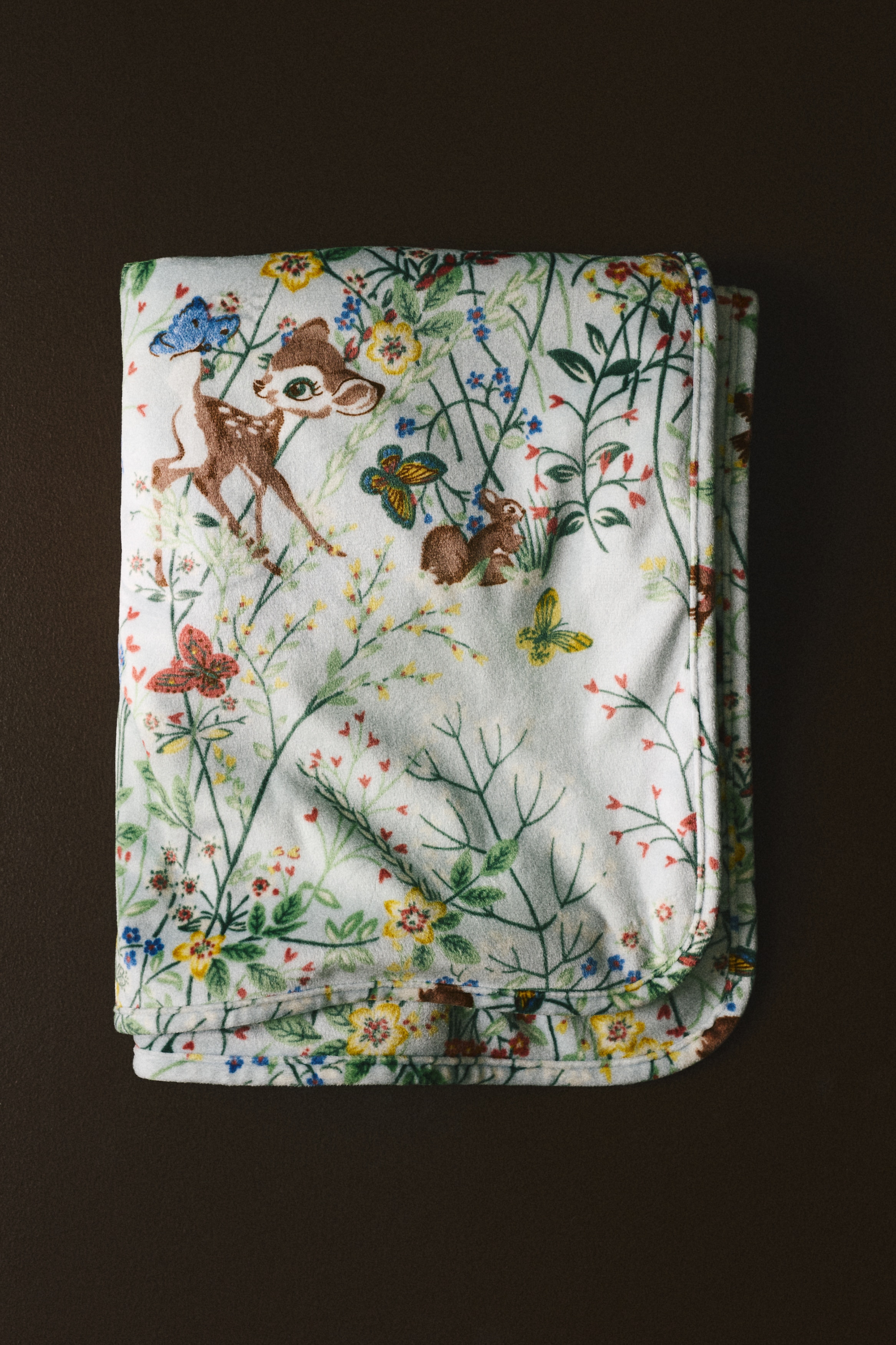 Mönstrad pläd i velour - Ljusblå/Bambi/Ljusbeige/Bambi