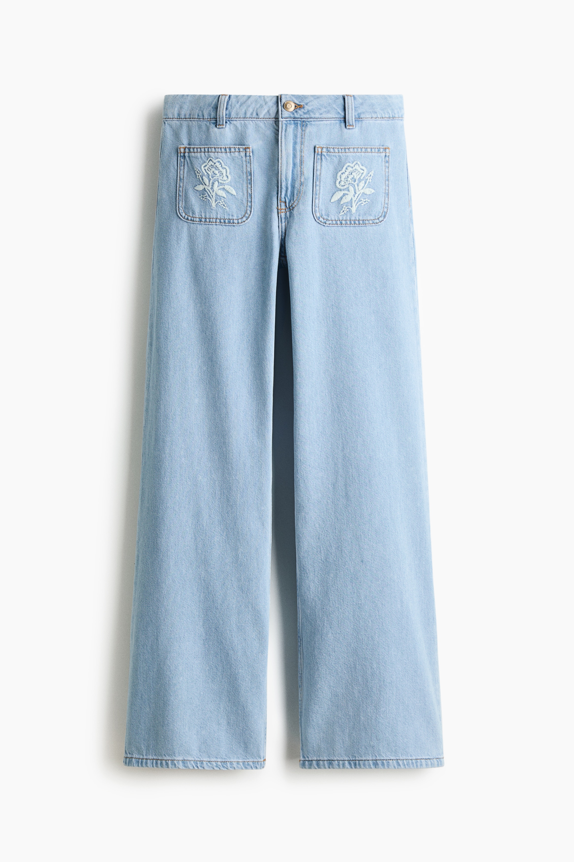Wide Regular Waist Jeans - Light denim blue