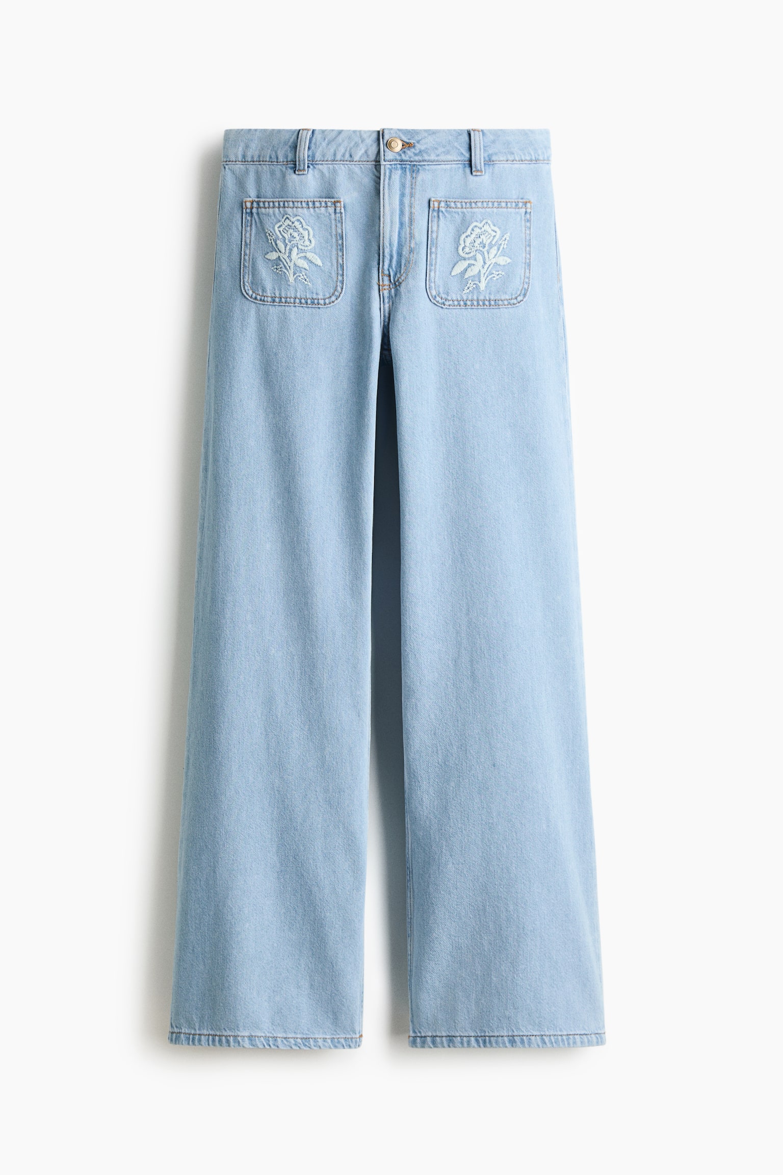 Женские джинсы H&M Wide-Leg Regular Waist, цвет: Светлый джинсовый синий — фото 1