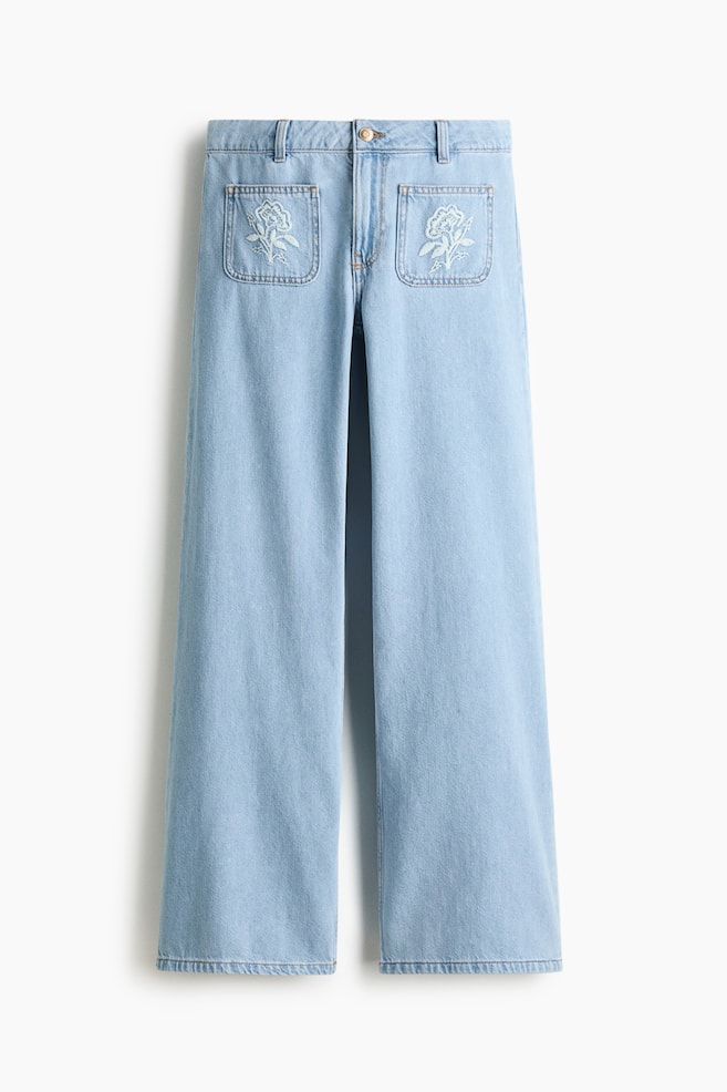 Wide-Leg Regular Waist Jeans - Light denim blue - 1