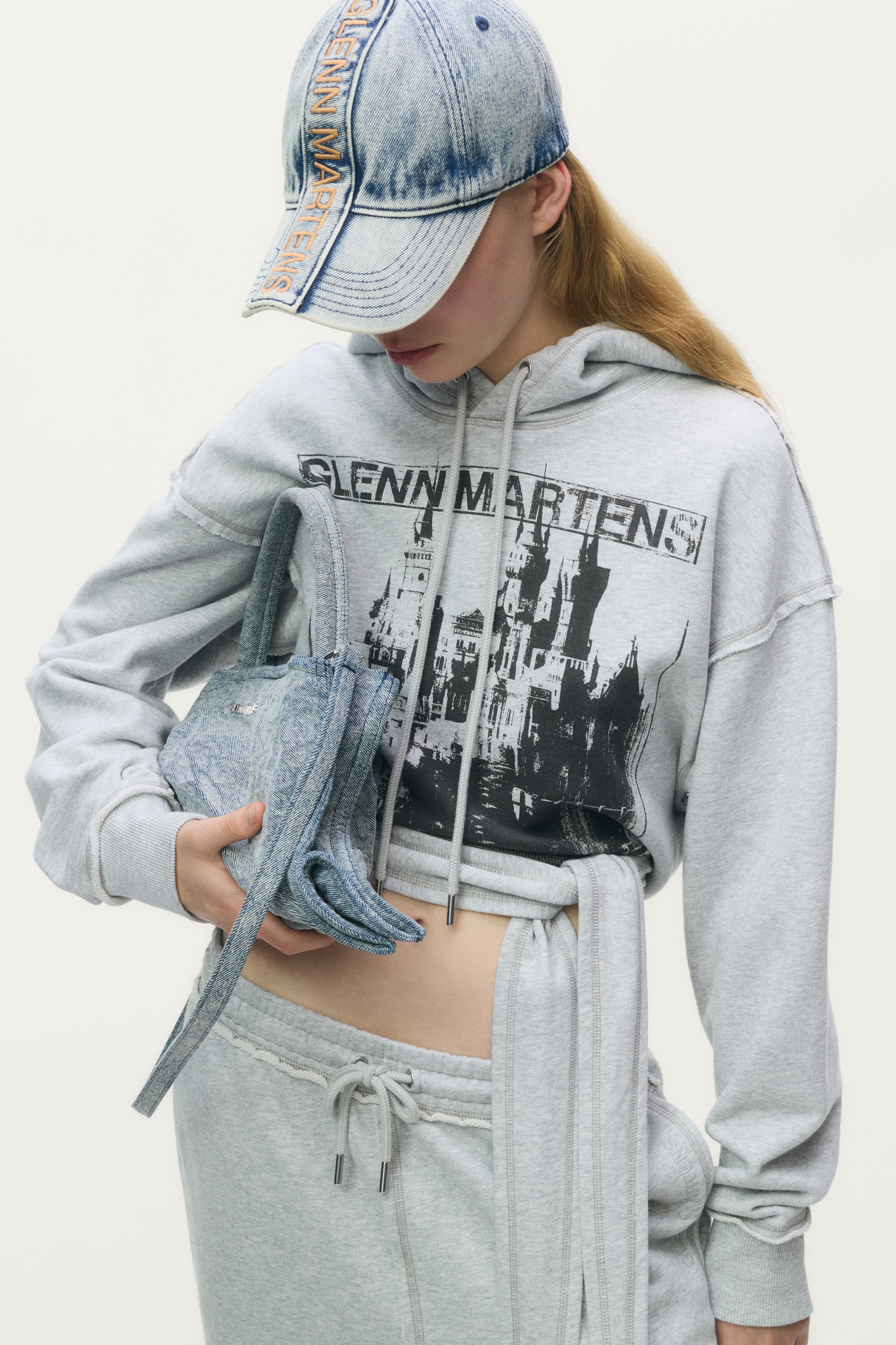 タイディテールプリントスウェットパーカ - ライトグレーメランジ