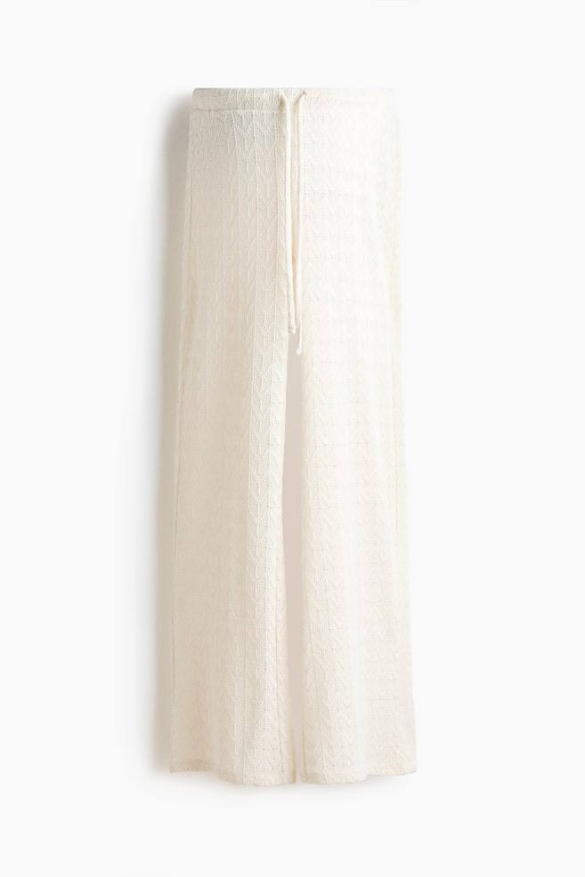 MAMA Pantalón en pointelle con cordón de ajuste - Crema/Marrón oscuro/Negro - 1