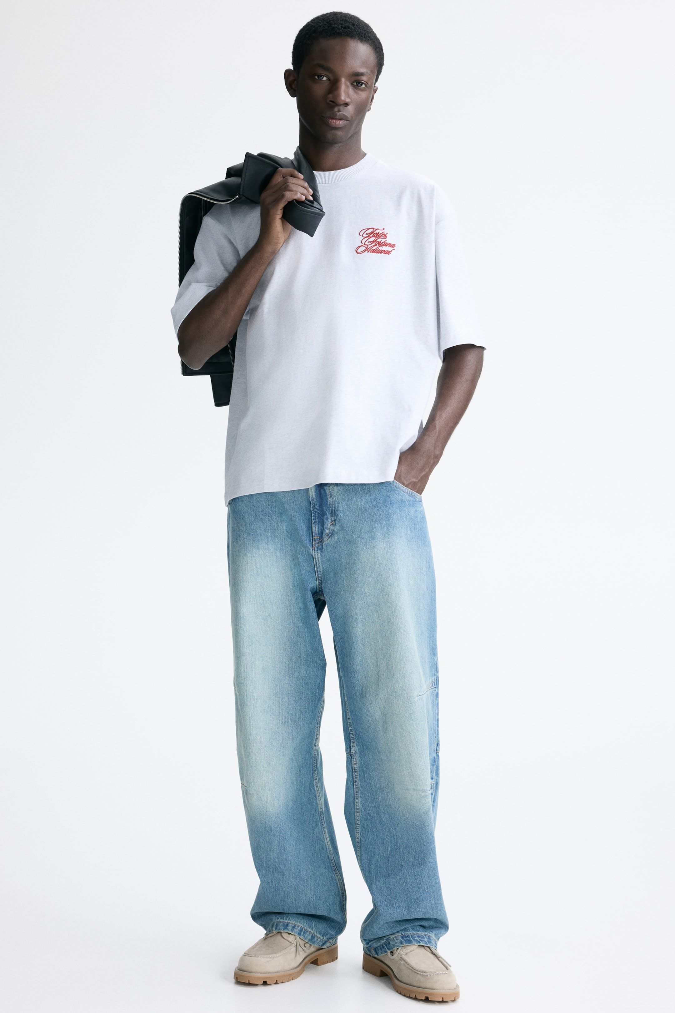 View larger image: Loose-Fit T-Shirt - Gray melange/Fortes Fortuna - Men | H&M US 1