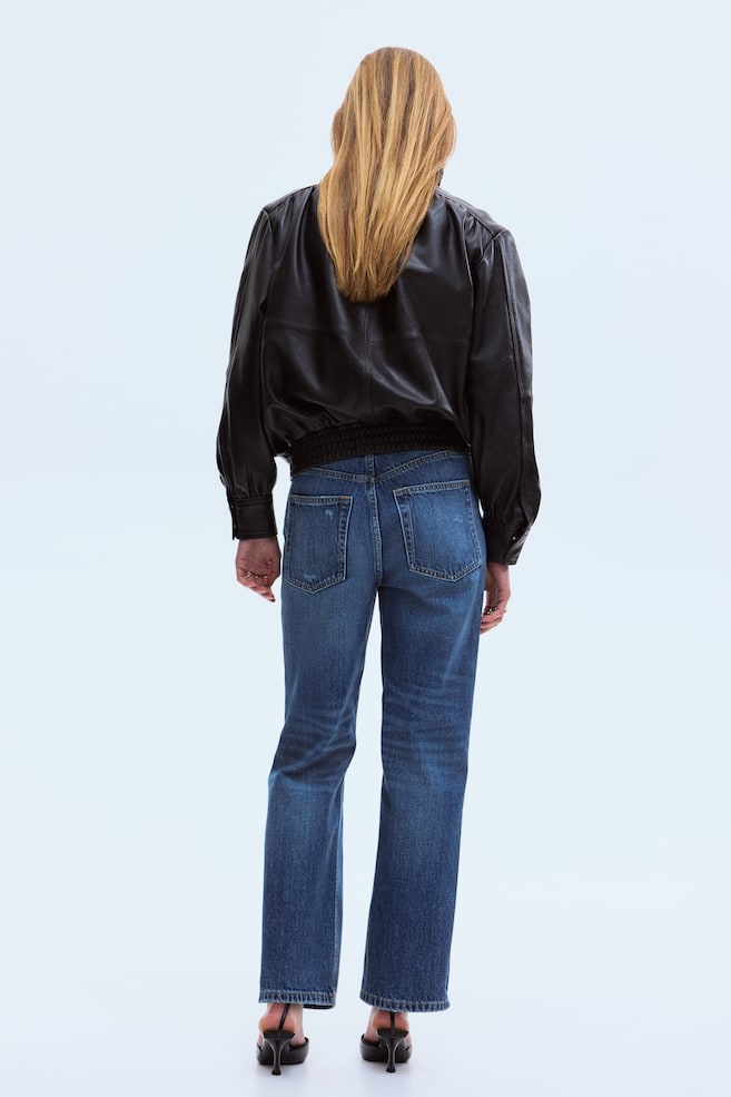 Straight High Waist Ankle Jeans-Denim blue - 3