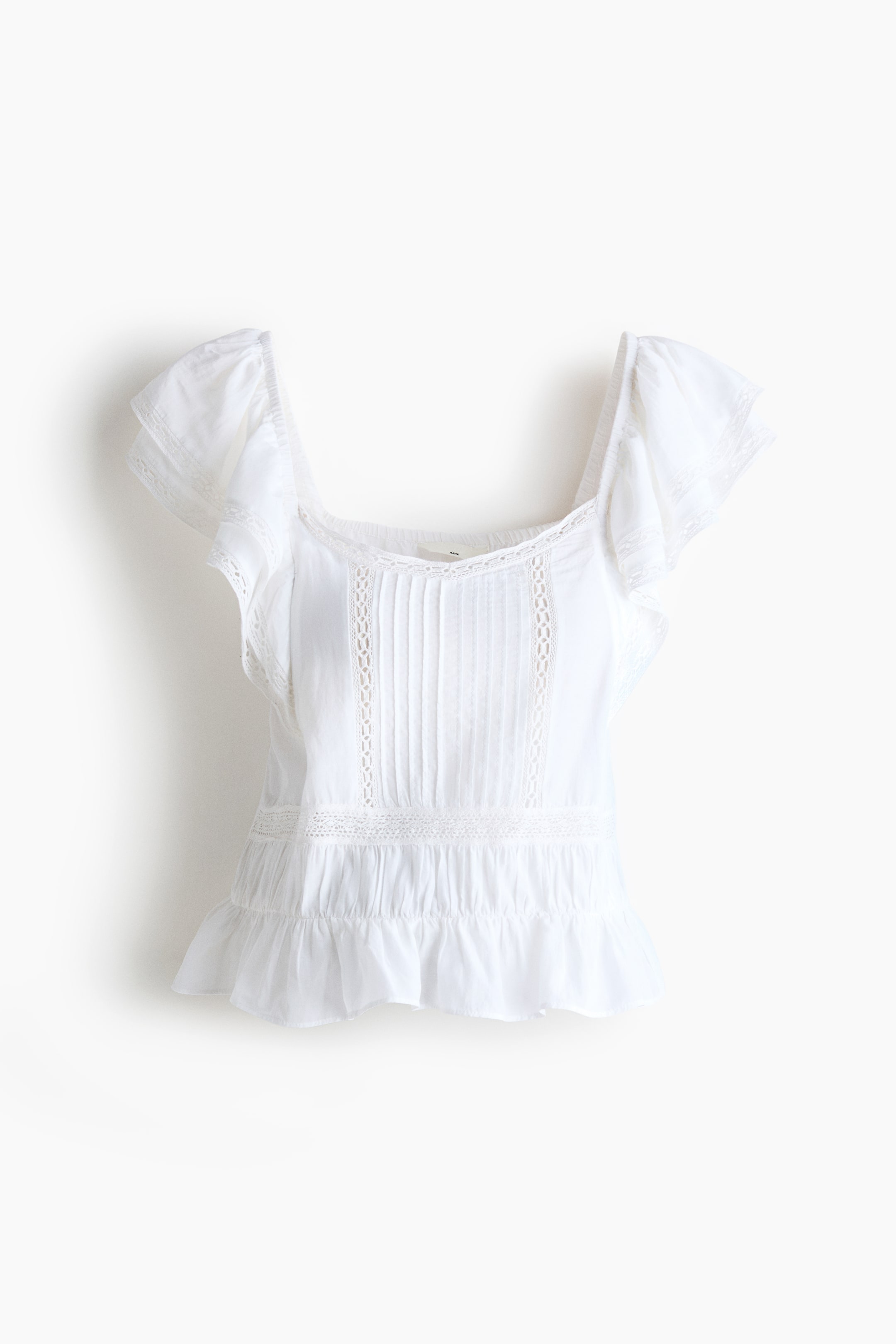 View larger image: MAMA Lace-trimmed blouse - White - Ladies | H&M IE 1