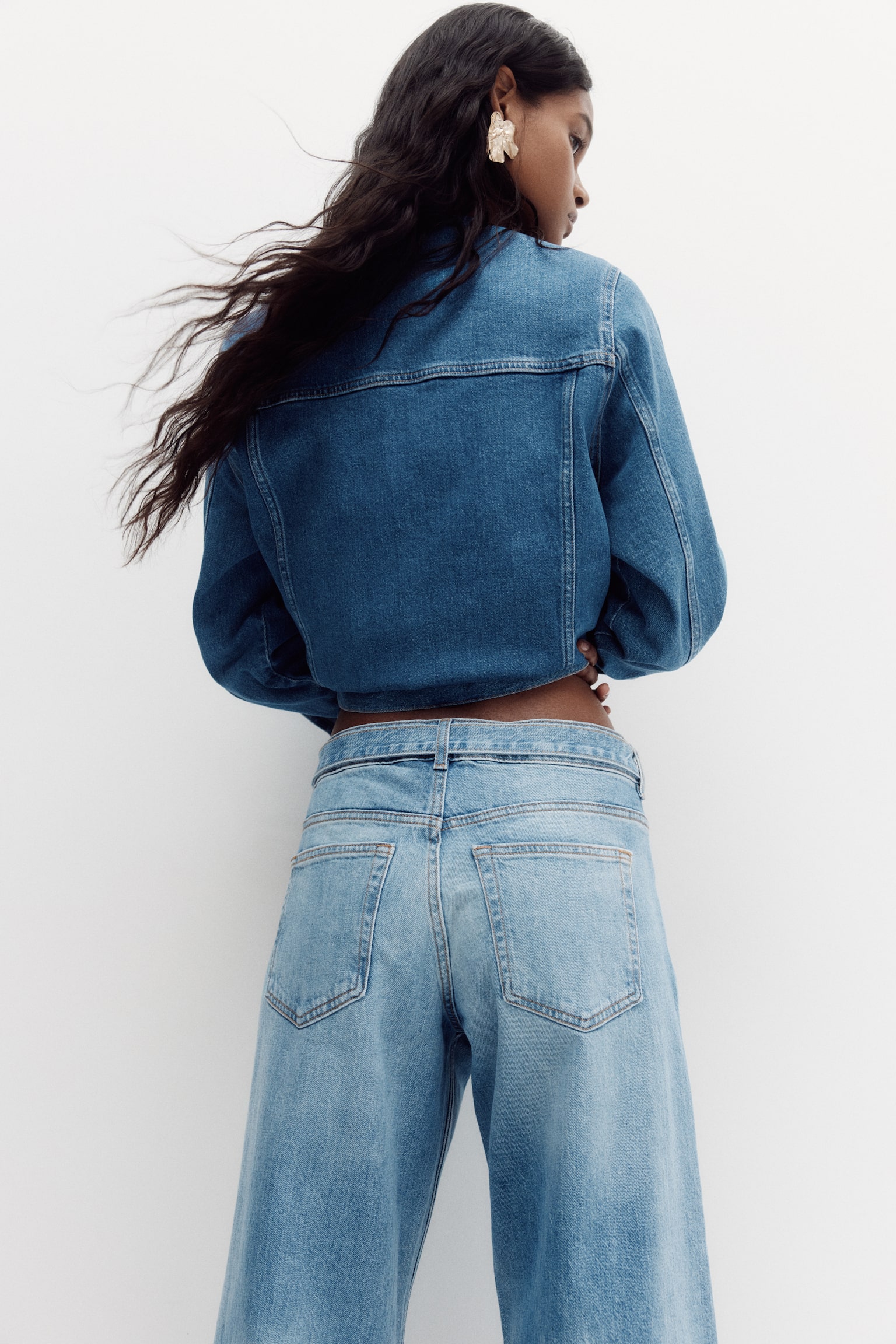 Wide Ultra High Jeans - Svetla teksas plava/Crna - 8