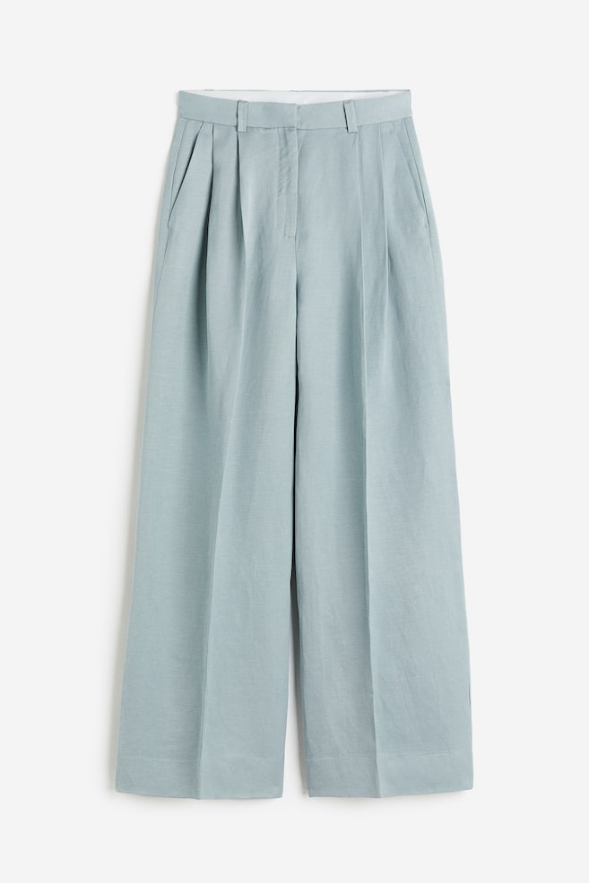Linen-blend tailored trousers - Blue-grey - 2