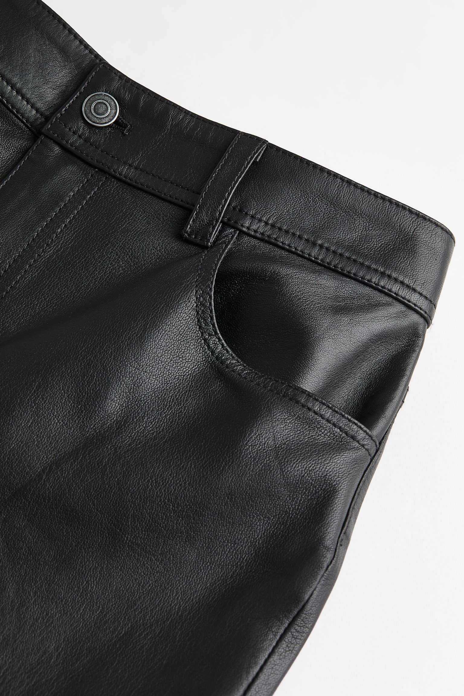 Straight Leather Pants - Black/Dark grey/Dark brown - 2