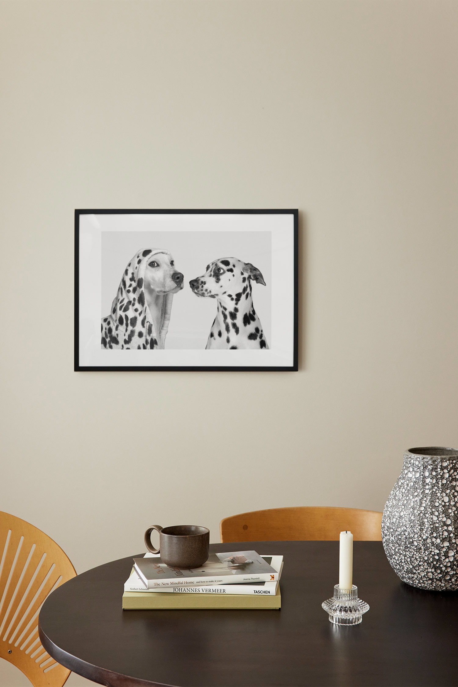 Dotty Dogs Plakat - Hvid/sort