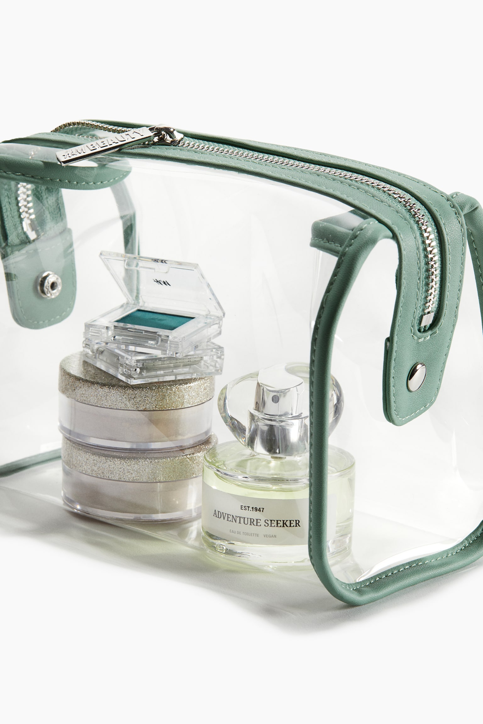 Transparent make-up bag - Light dusty green/Transparent/Black/Transparent - 3