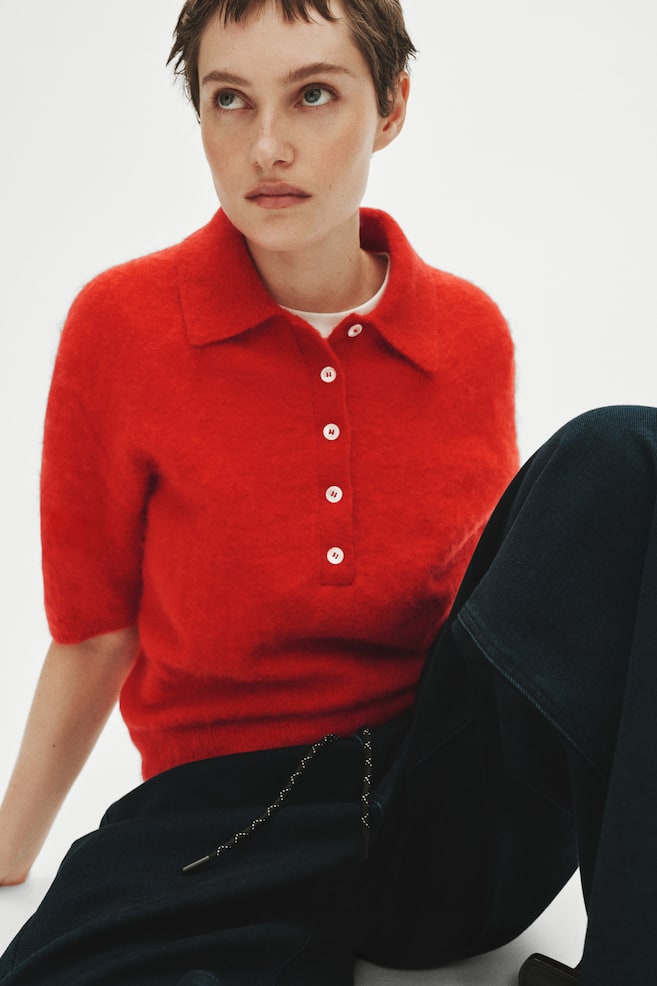 Polo en mezcla de mohair-Rojo - 3