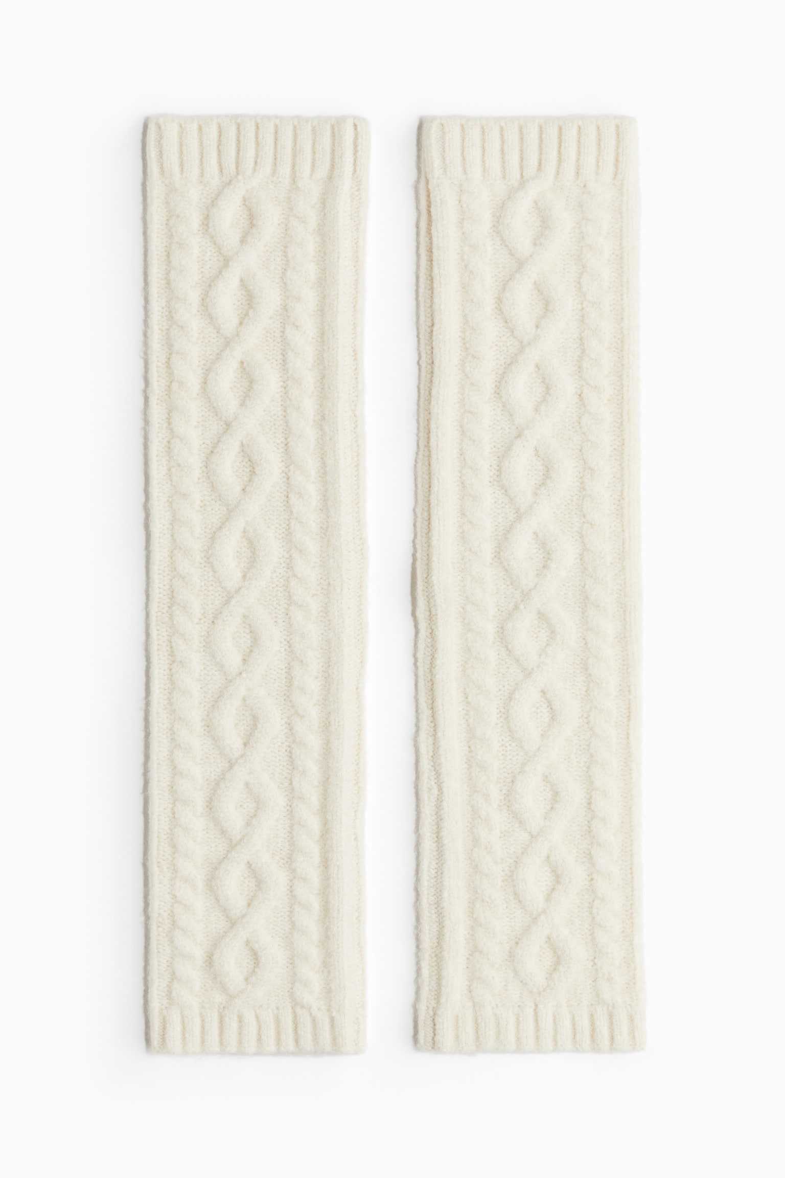 Cable-knit leg warmers - Cream/Light grey marl - 2