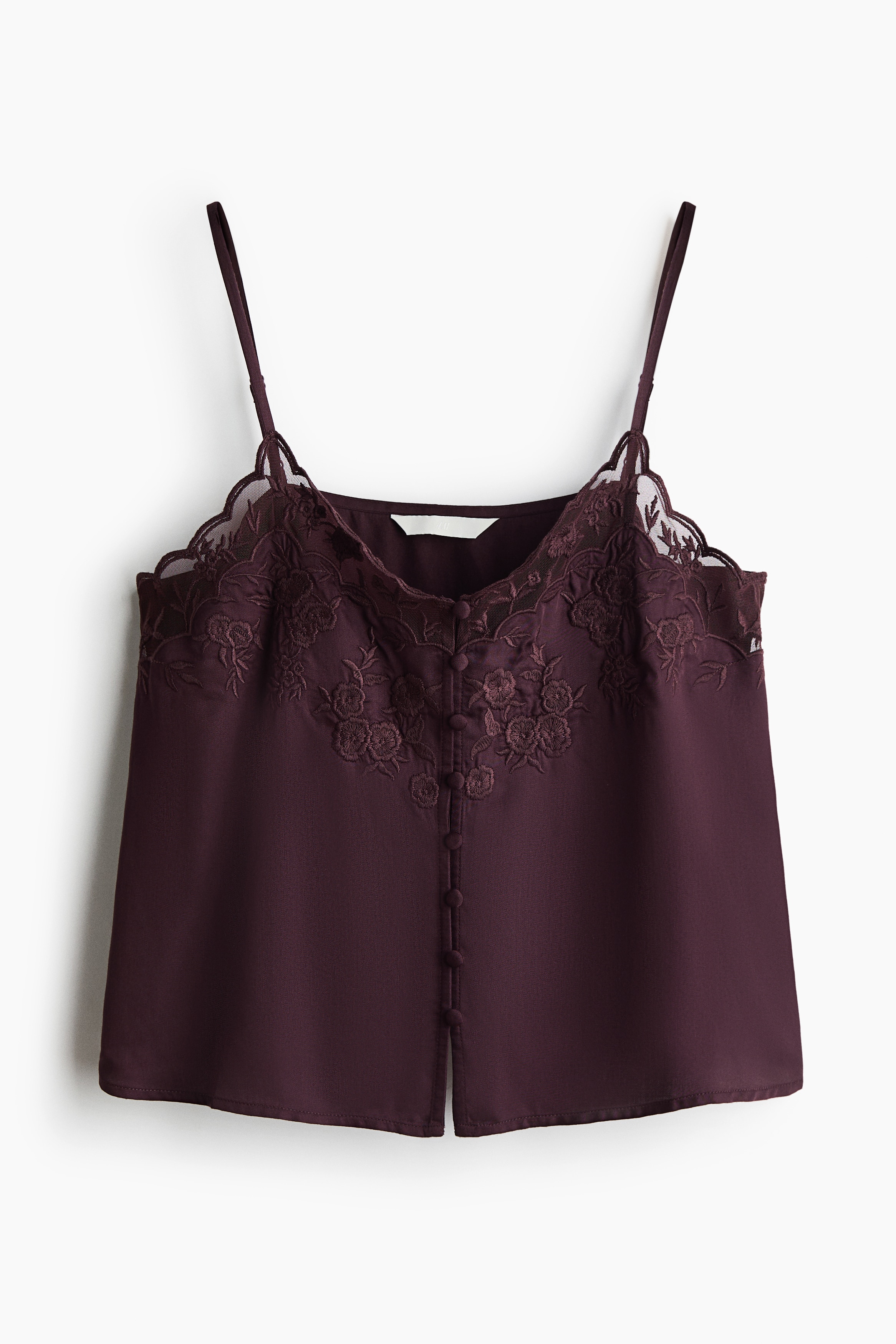 Embroidered-detail strappy top