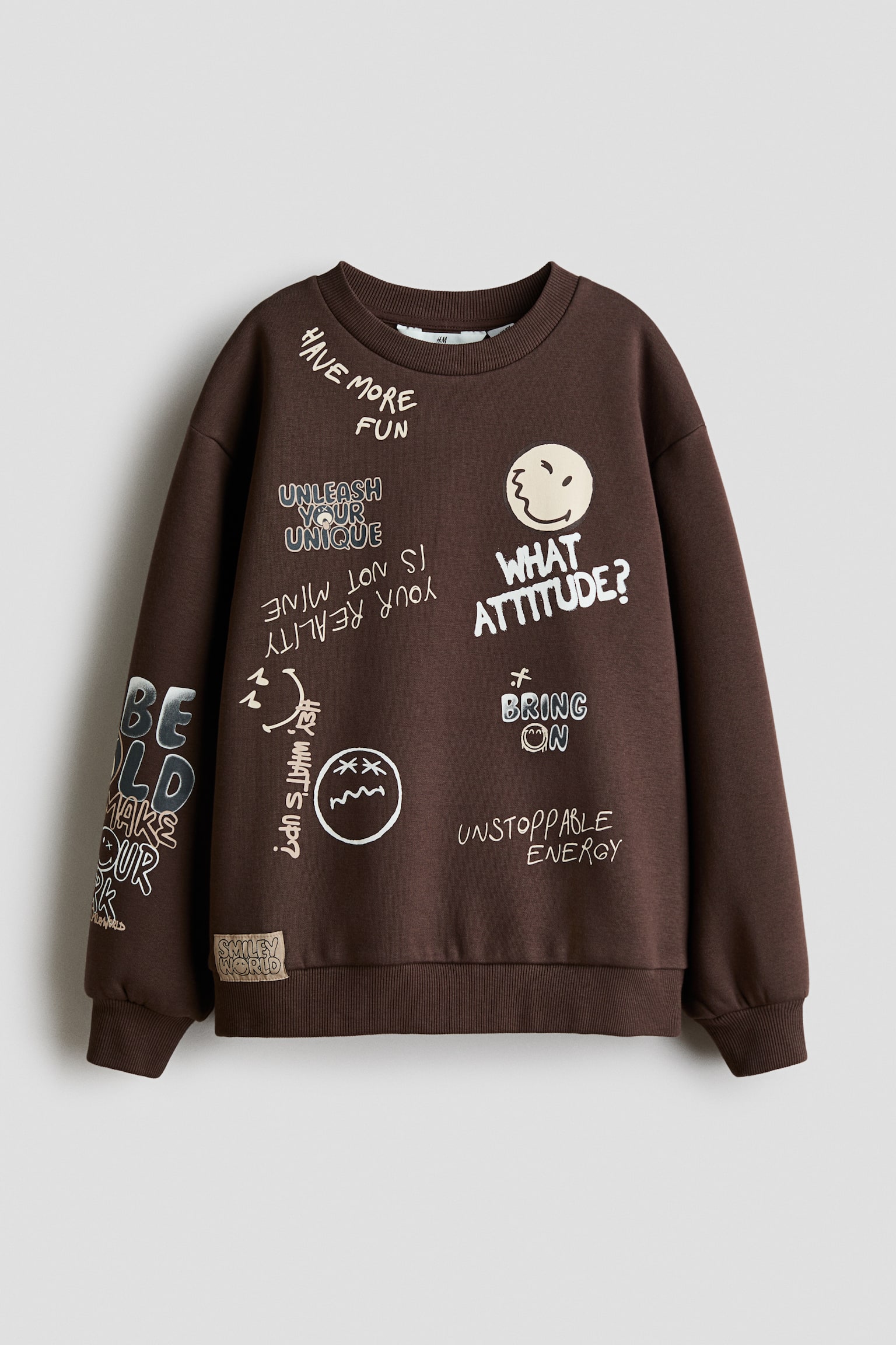 Sweatshirt med tryck - Brun/SmileyWorld®