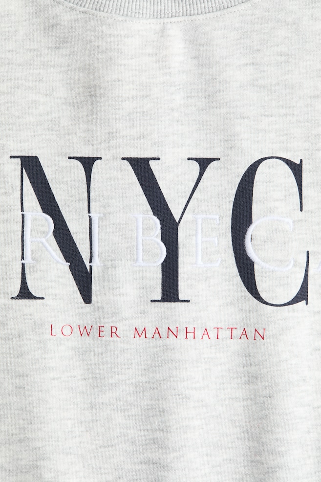 Sweatshirt with Text Motif-Light gray melange/NYC - 3
