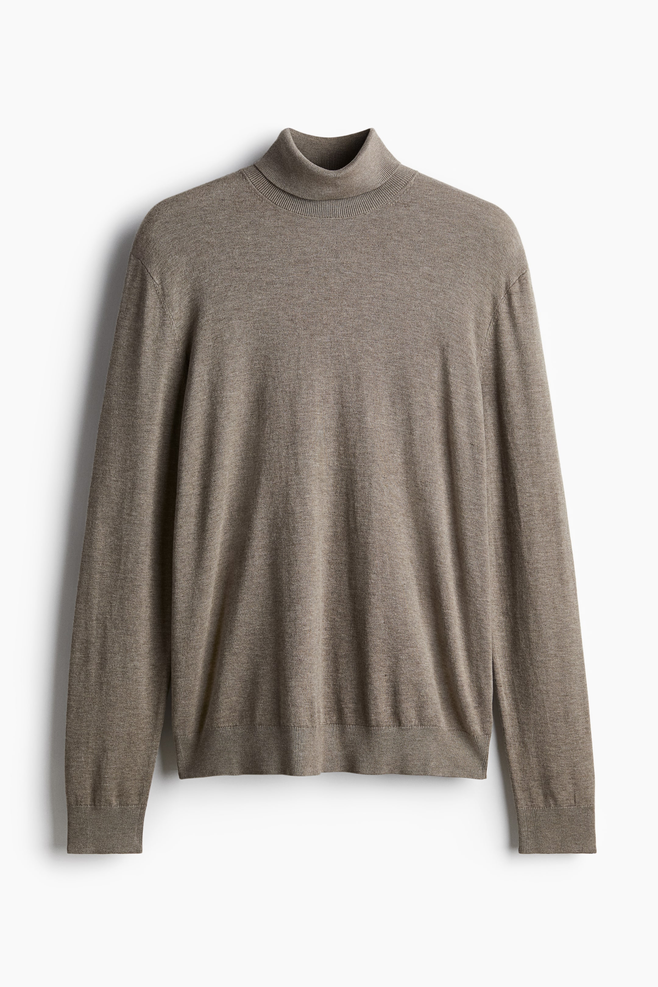 Slim Fit Fine-knit polo-neck jumper - Beige marl - Men | H&M GB 5