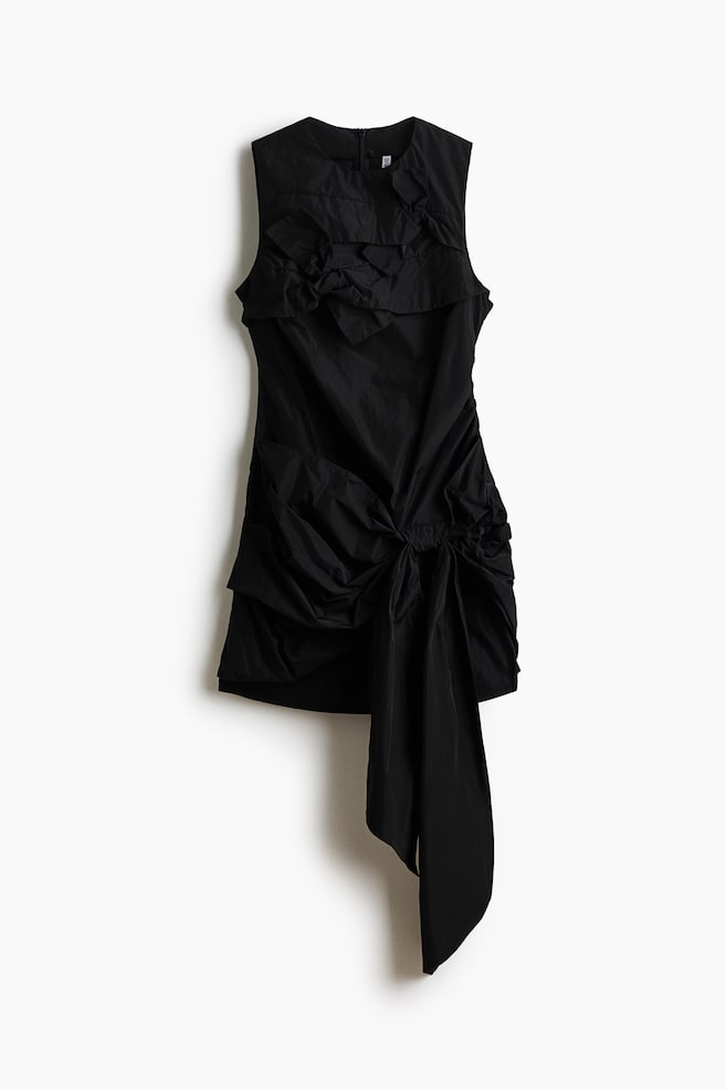 Knot-detail mini dress - Black - 1