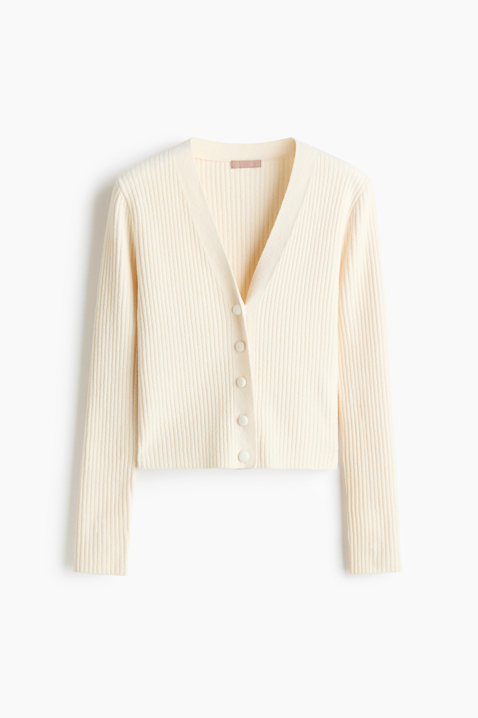 Женский кардиган H&M Rib-Knit, цвет: Кремовый — фото 1