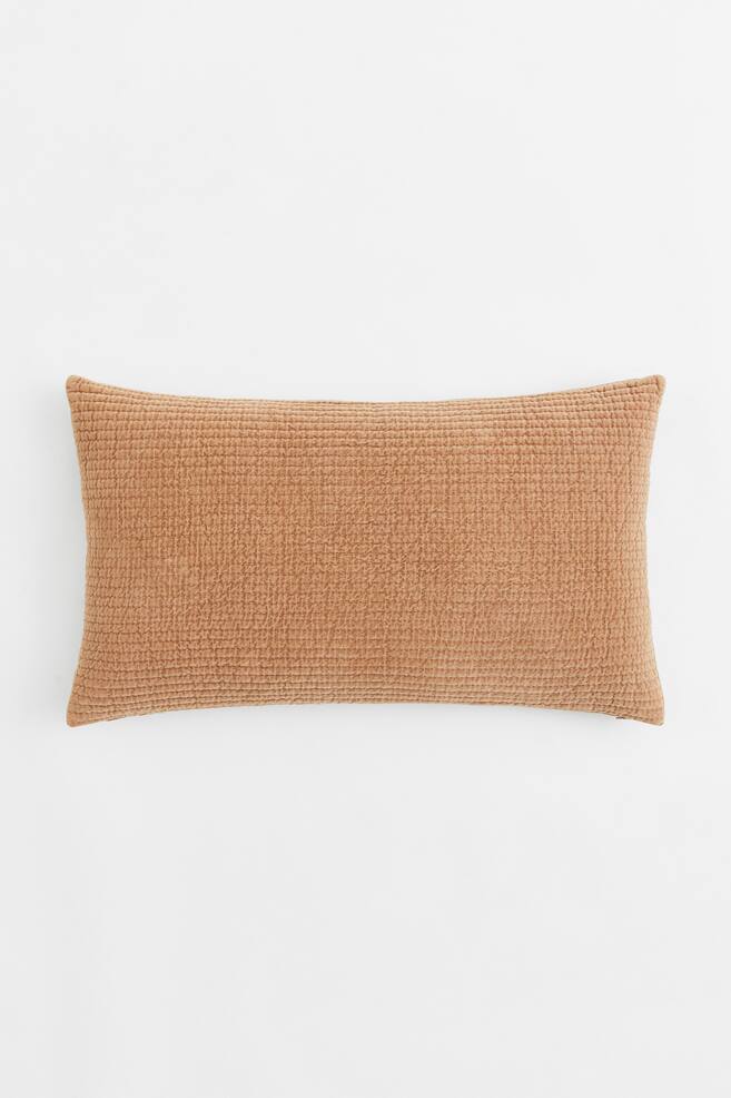 Quilted velvet cushion cover - Mocha beige - 1