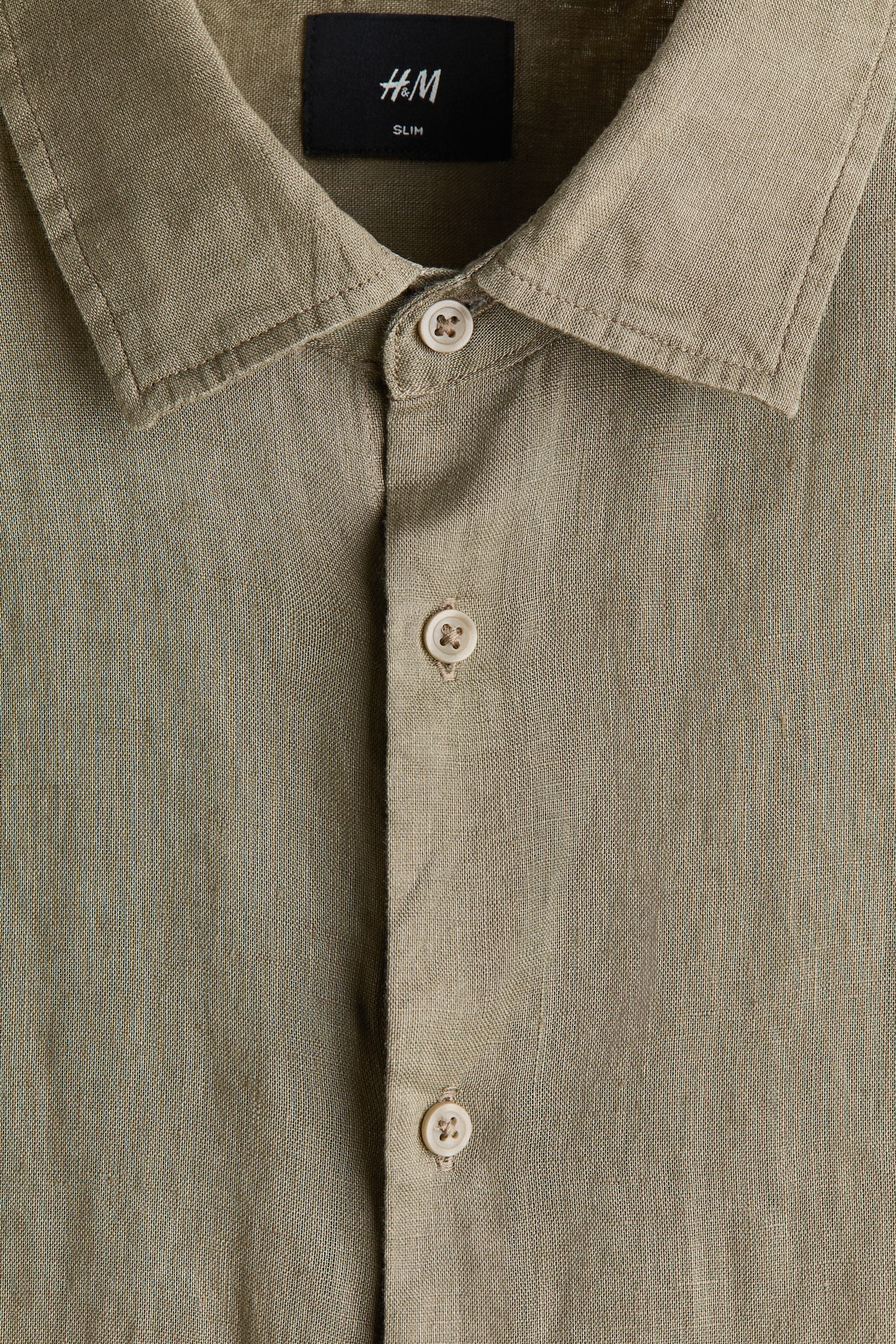 Slim Fit Linen shirt - Khaki green/Light blue/White/Black - 3