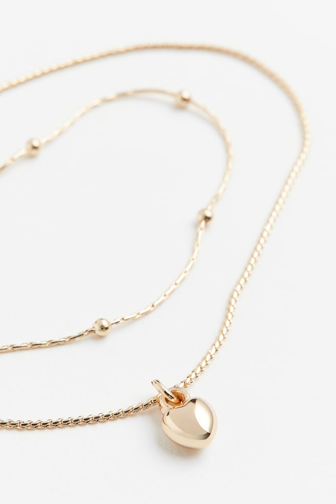 Zweireihige Halskette - Goldfarben - 2