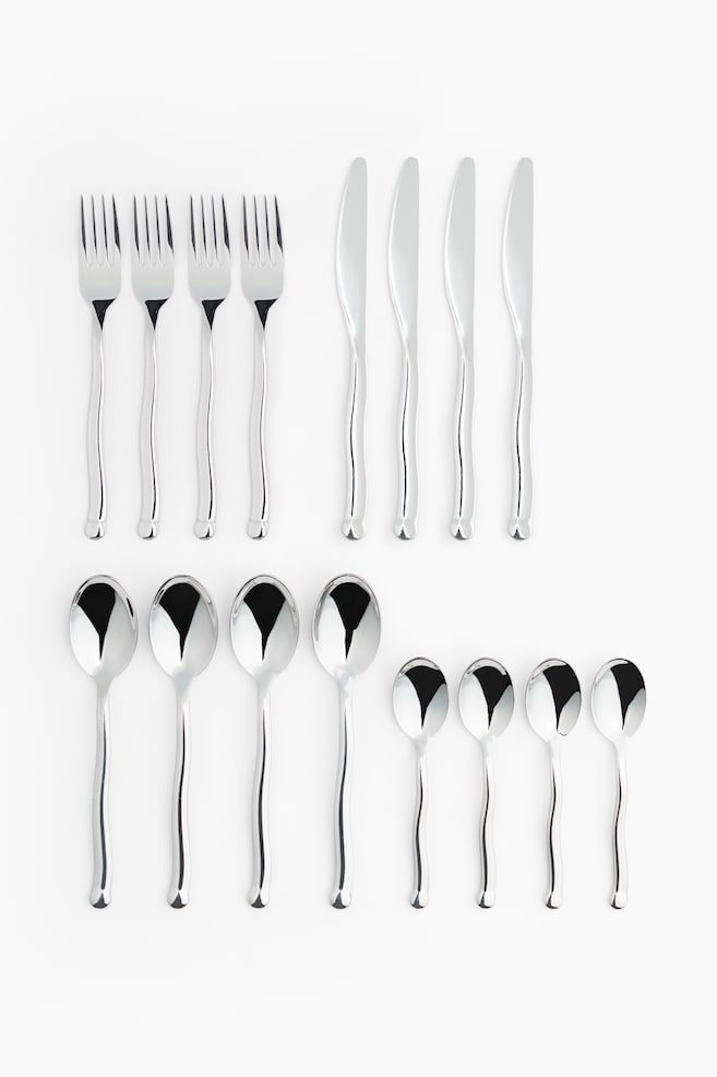 16-Piece Stainless Steel Cutlery Set - Silver-colored - 1