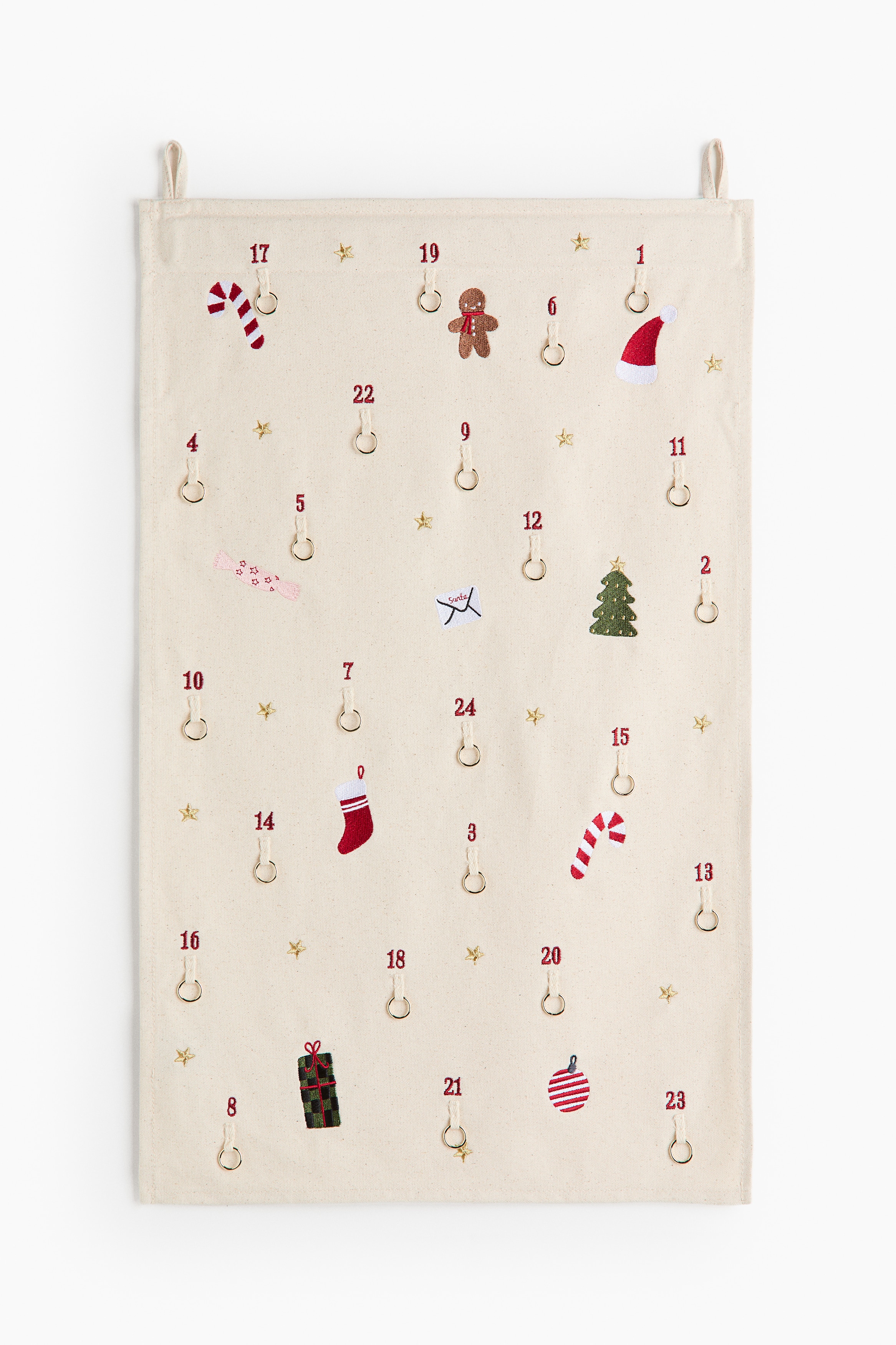 Calendario de Adviento con diseño bordado - Beige claro/Christmas