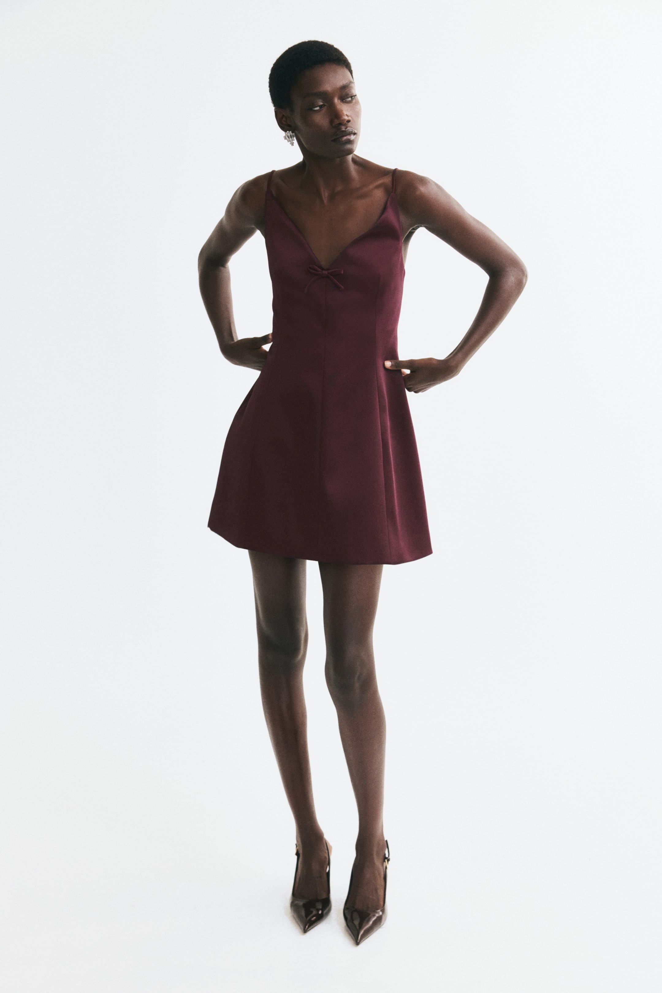 View larger image: Bow-detail strappy dress - Burgundy - Ladies | H&M 1