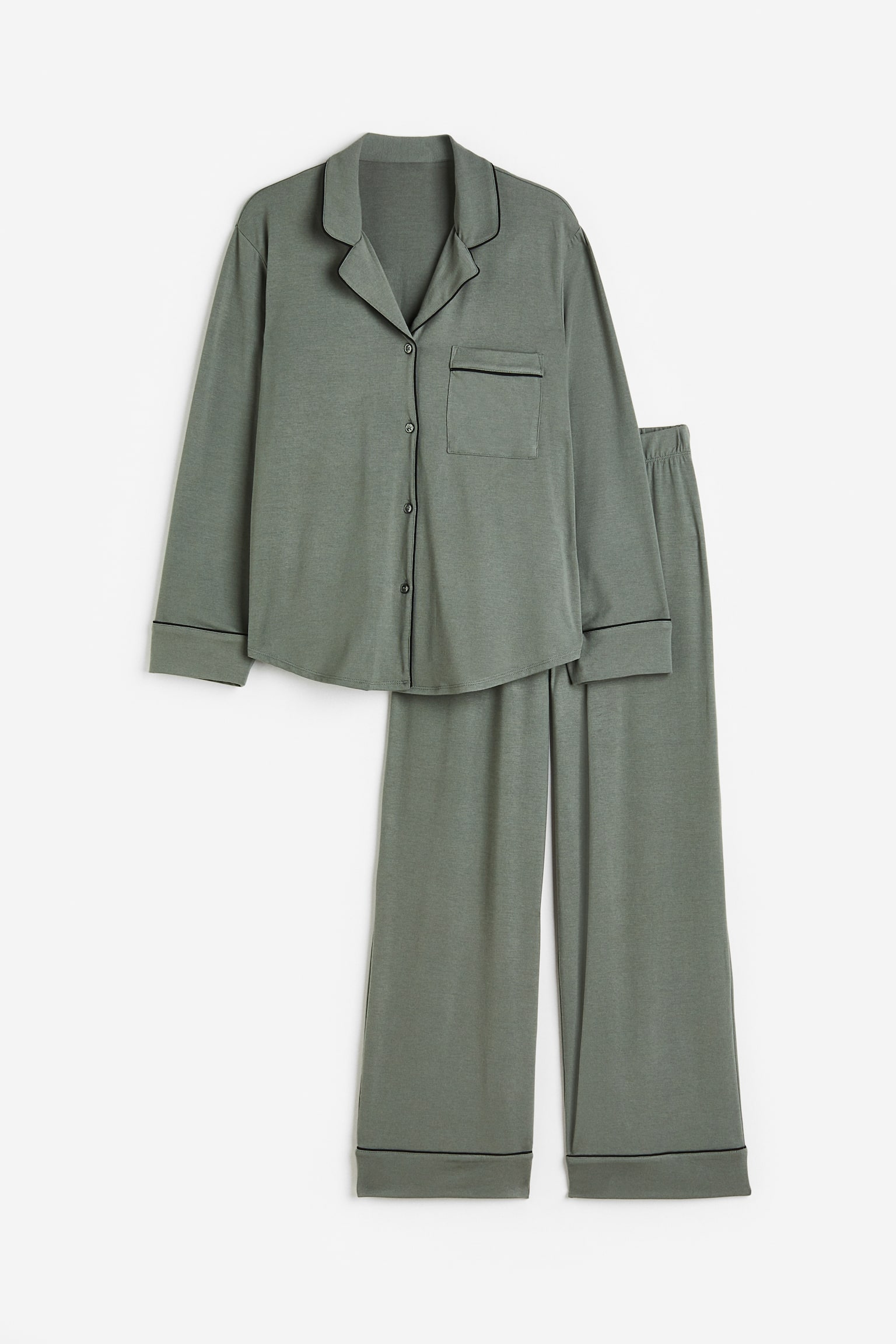 Bộ đồ ngủ viscose pha - Màu xanh lá/Màu đỏ rượu - 1