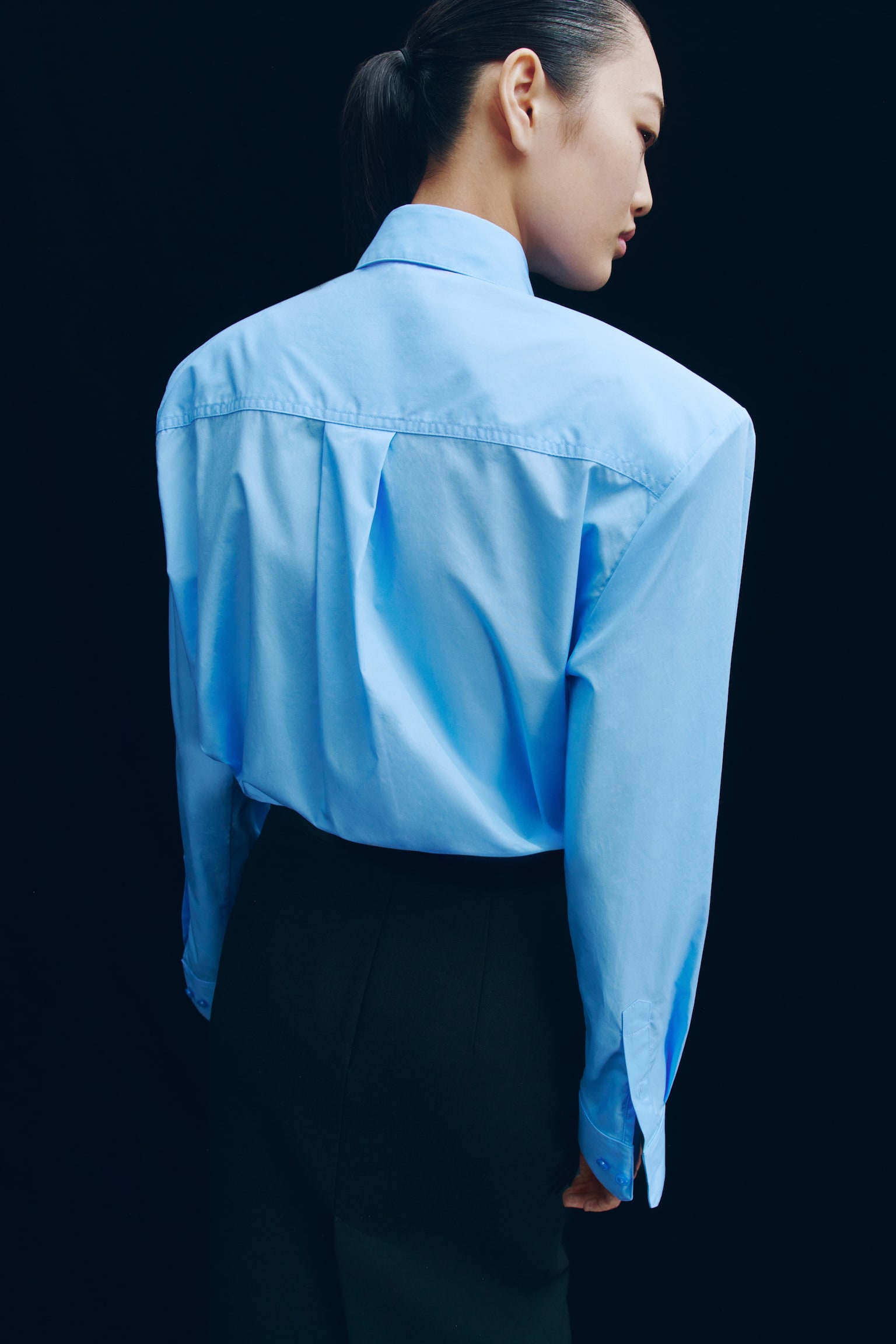 Женская рубашка H&M Shoulder-Pad Poplin, цвет: Светлый синий — фото 5