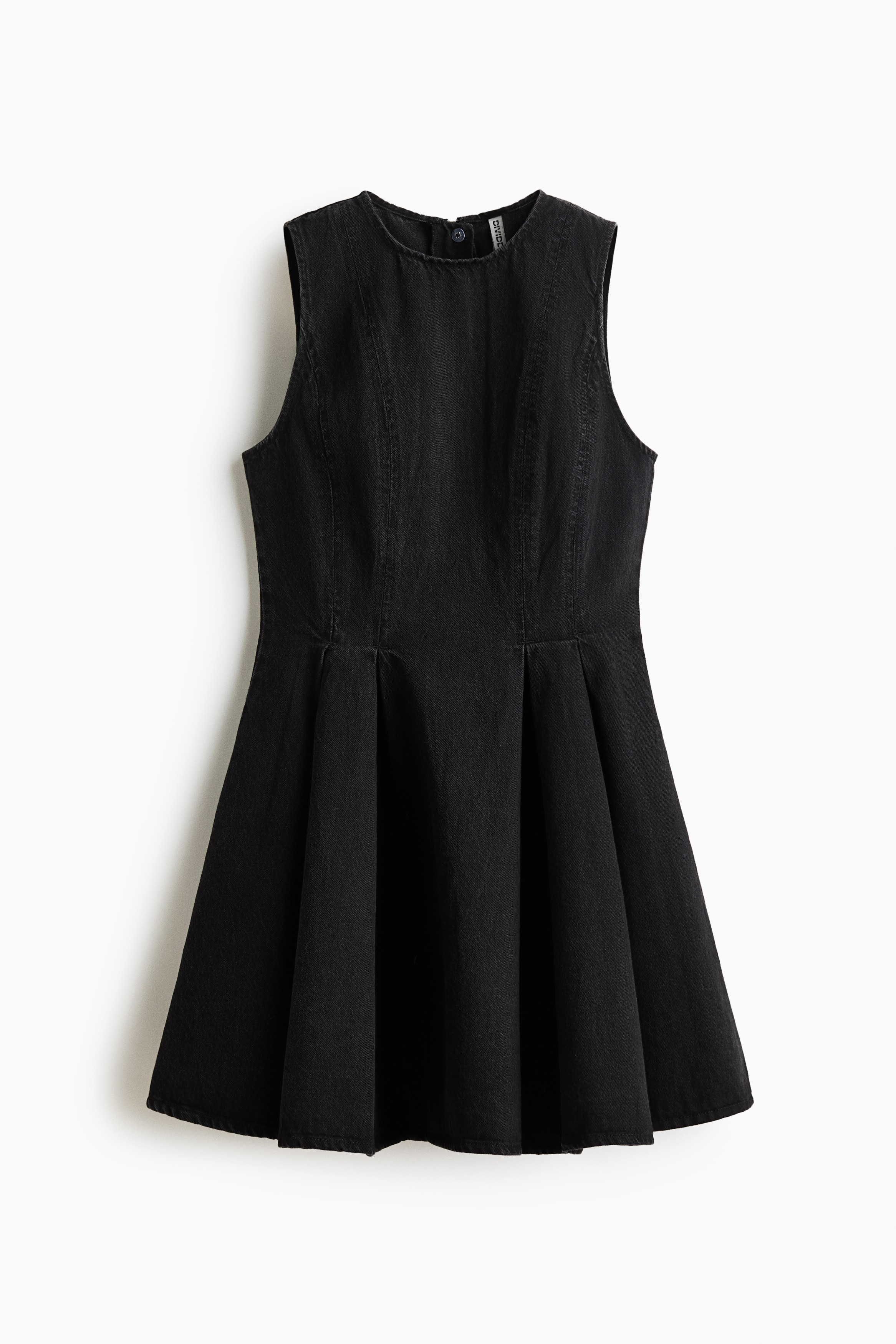 傘襬丹寧洋裝 - 水洗黑色