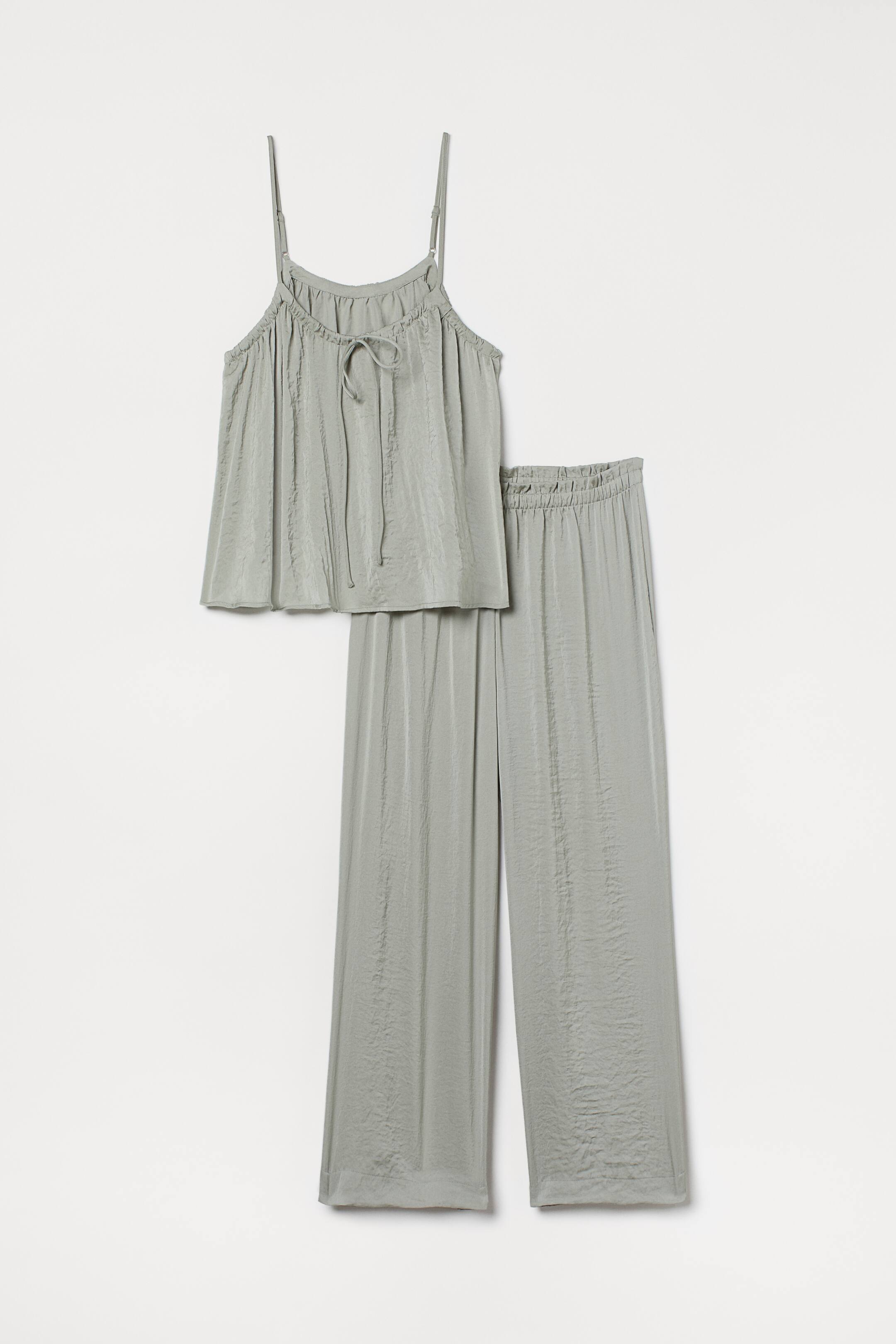 Größeres Bild anzeigen: Satinpyjama - Helles Khakigrün - Ladies | H&M AT 1