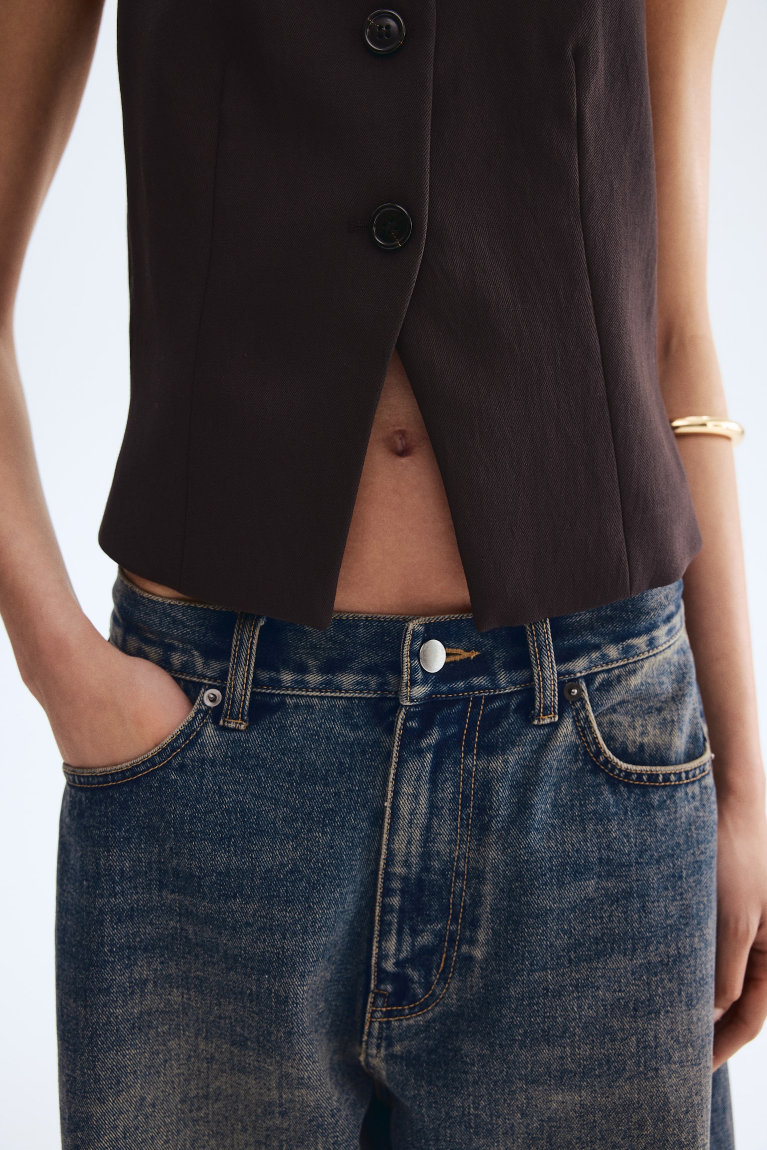 וסט - חום כהה/צהוב/בז' כהה - 7