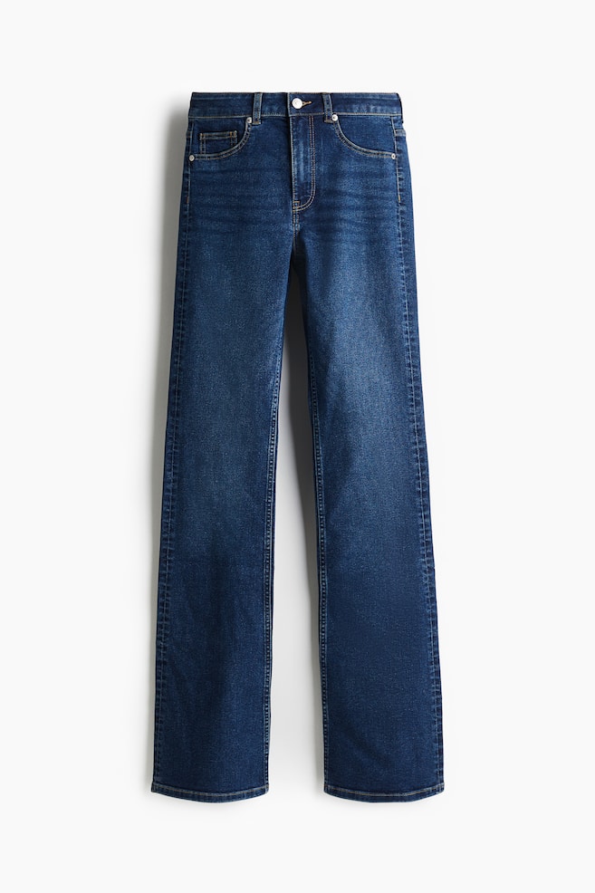 Flared High Jeans - Dark denim blue/Dark denim blue/White - 1