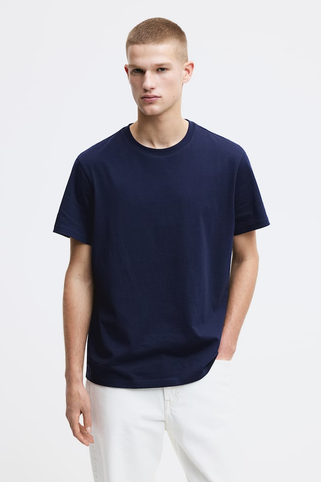T-shirt Regular Fit - Bleu foncé/Noir/Blanc/Beige clair/Gris foncé/Bleu foncé/Gris foncé/Vert kaki/Rose/Marron/Gris chiné - 1