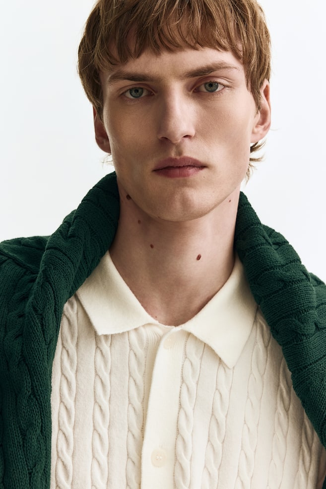 Regular Fit Cable-knit shirt-White - 6