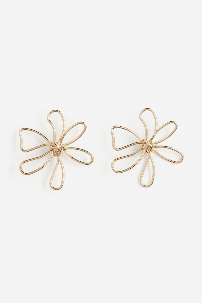 Flower-shaped earrings - Gold-coloured - 2
