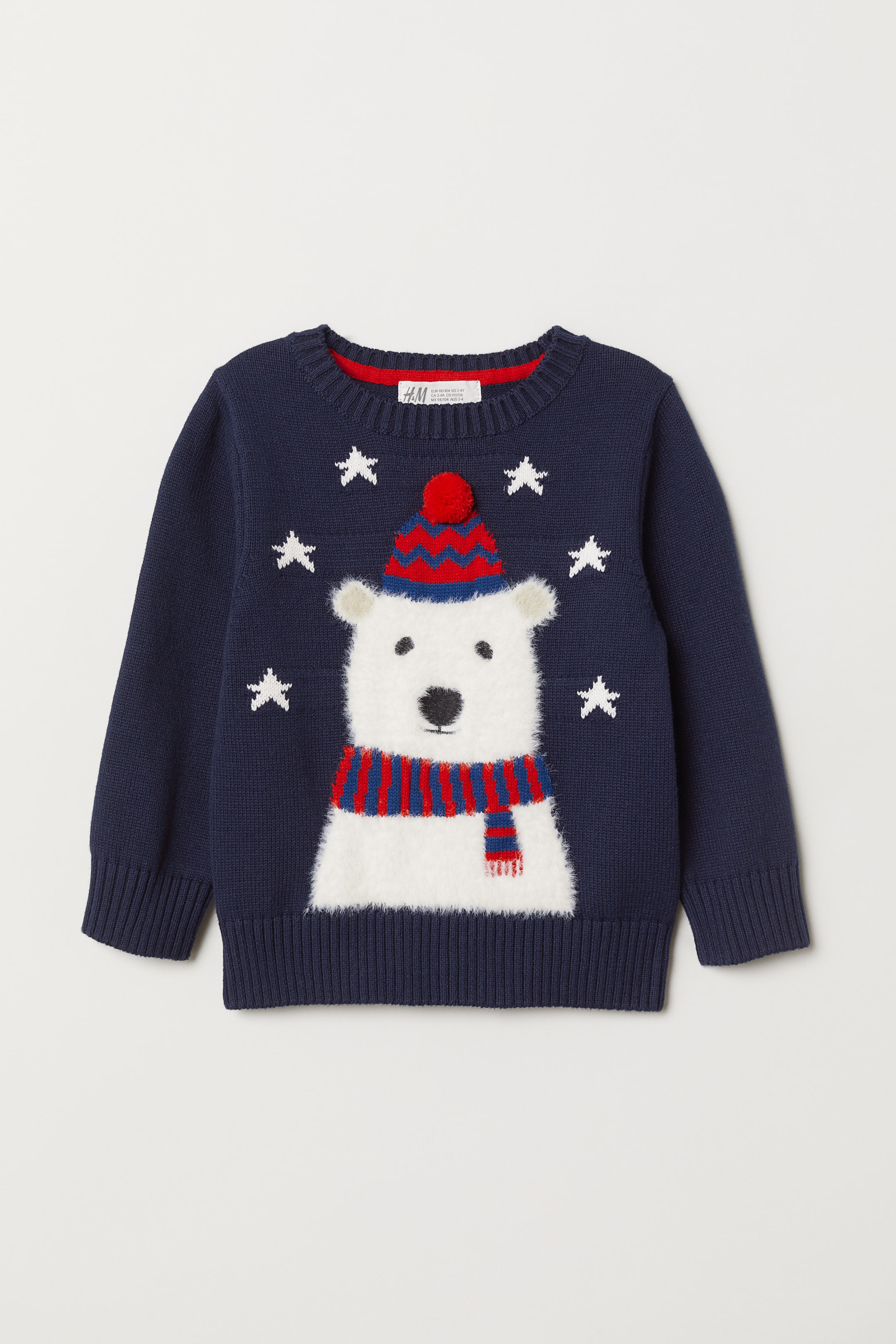 View larger image: Fine-knit jumper - Dark blue/Polar bear - Kids | H&M IE 1