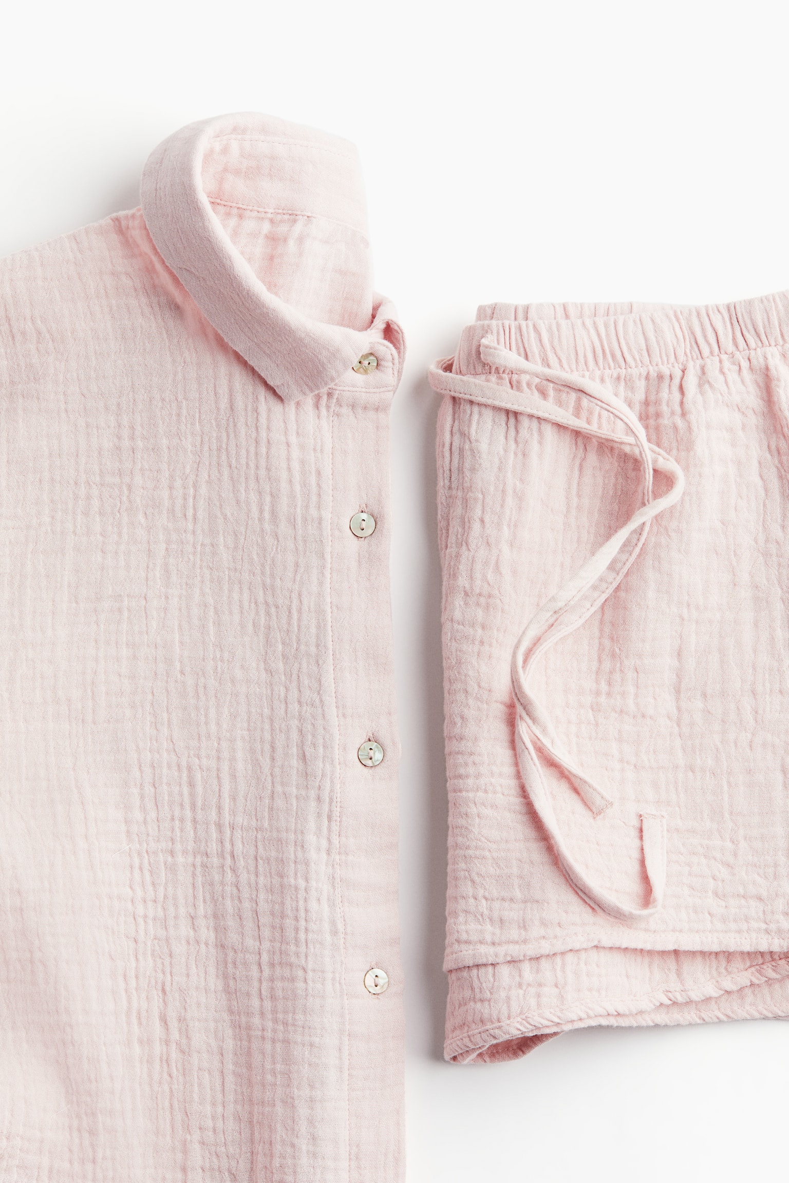 Pyjama Shirt & Shorts Set - Light dusty pink/White/Hearts/Light dusty blue/White/Black - 7