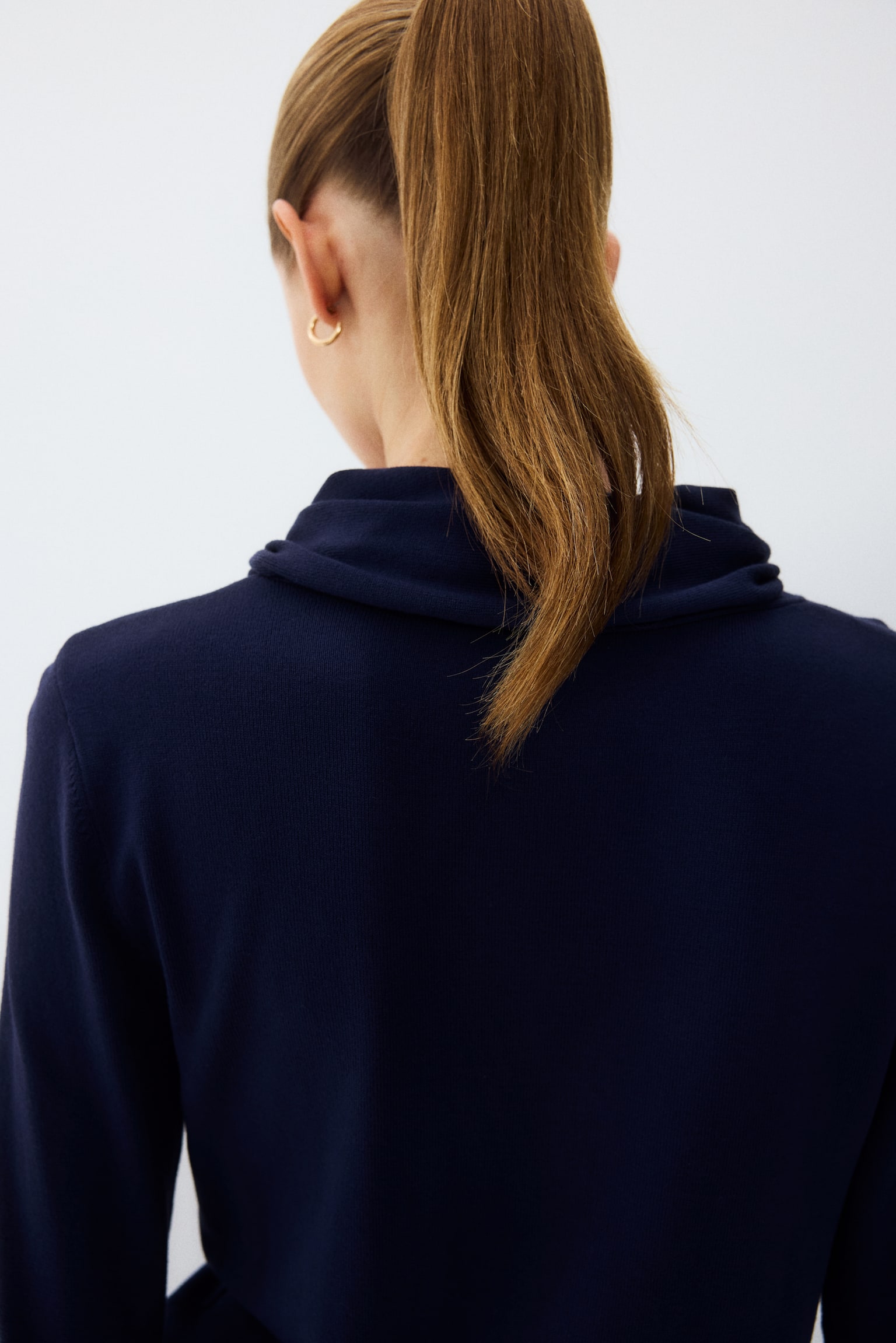 Svetr s šátkovým límcem - Námořnická modř/Bleděmodrá - 3