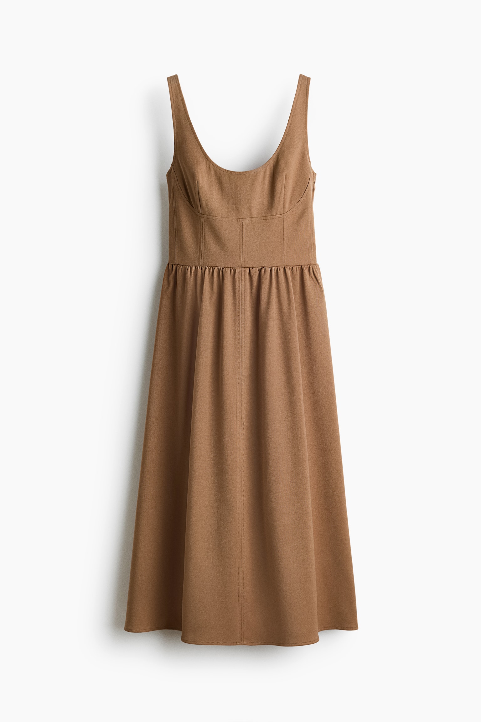 Женское платье H&M Dress with Flared Skirt, цвет: Тёмный бежевый — фото 1