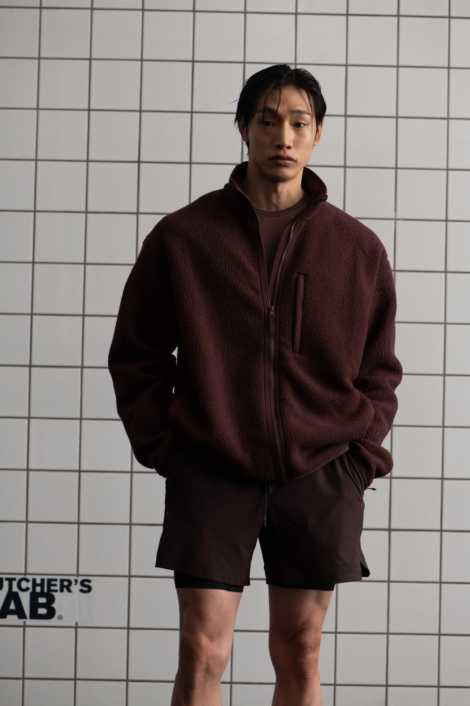 Regular Fit Teddy jacket - Dark brown/Black - 5