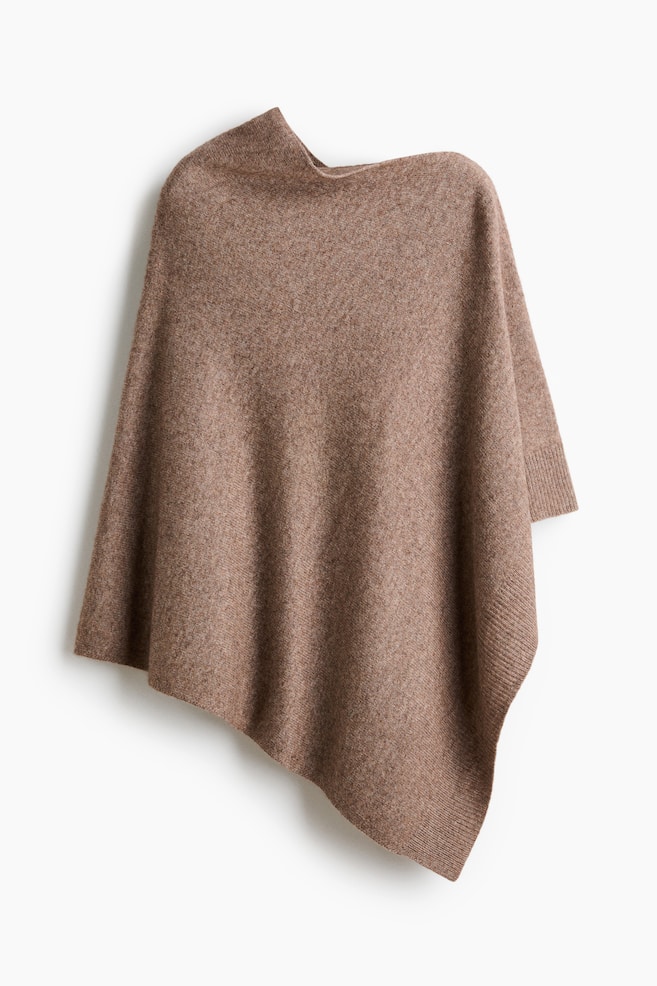 Fine-Knit Cashmere-Blend Cape - Dark dusty beige/Dark brown - 1