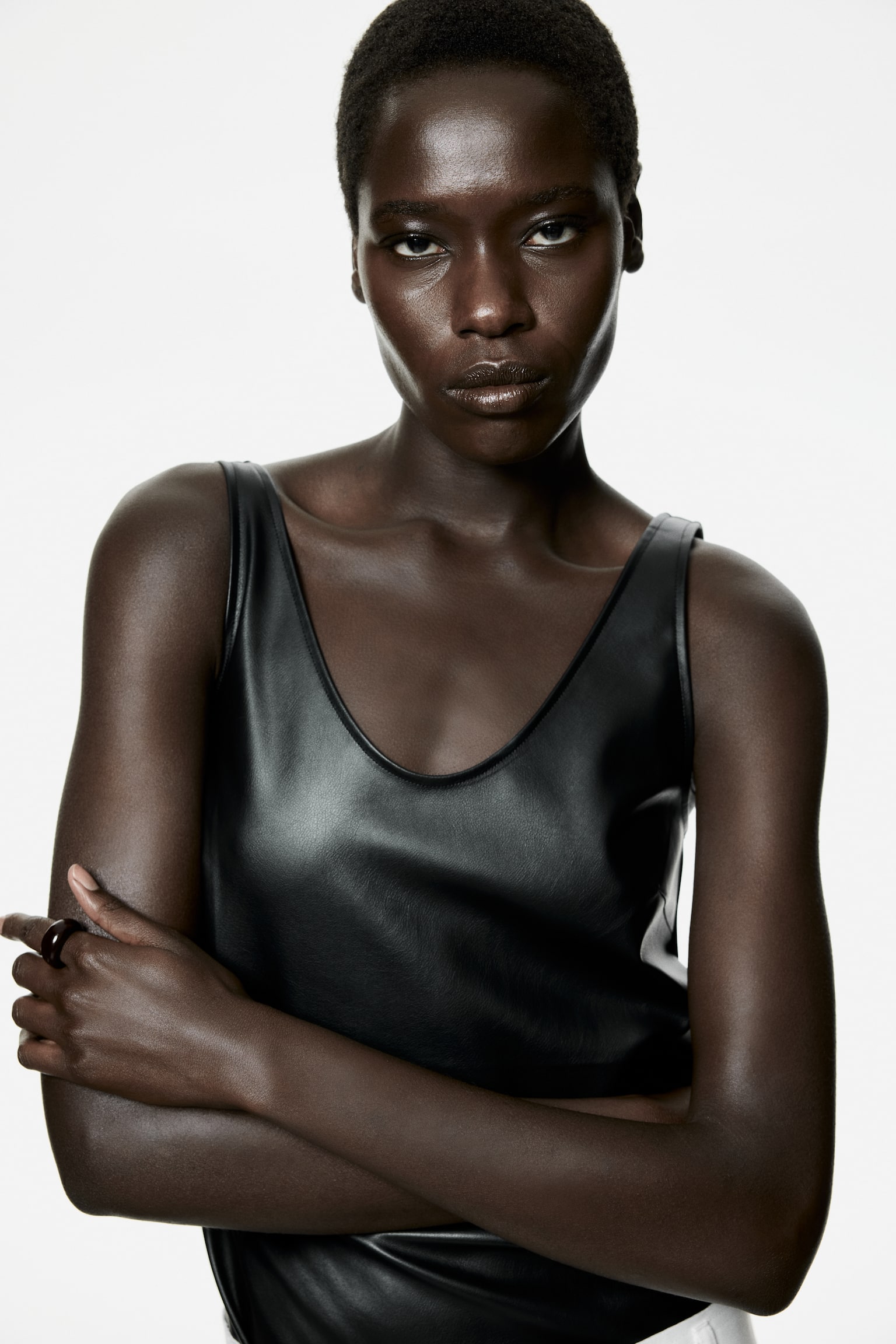 Coated vest top - Black - 4