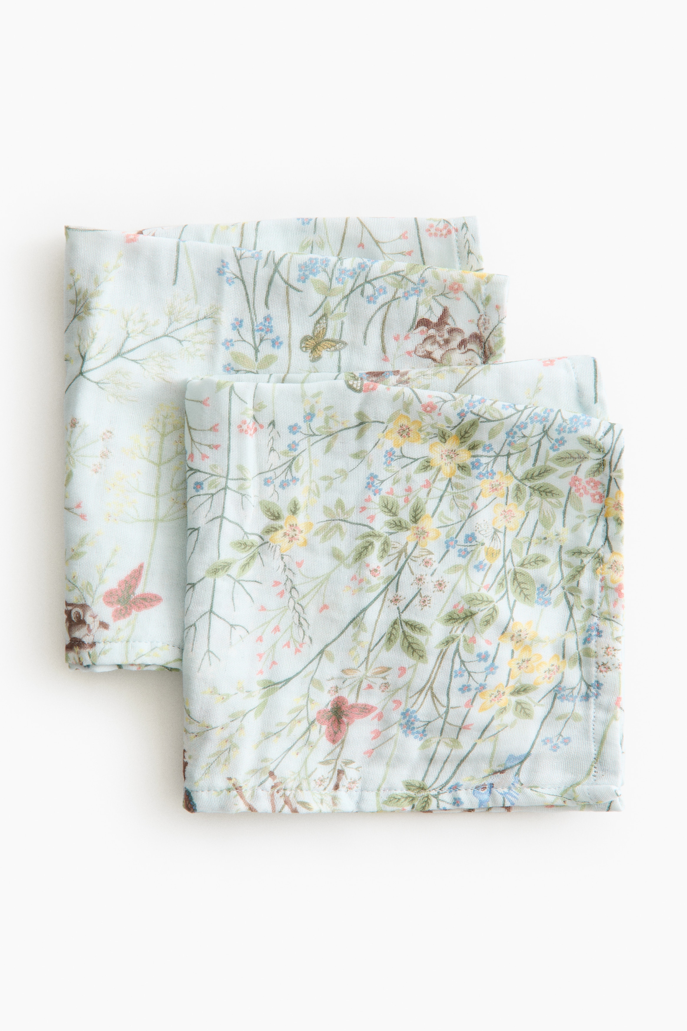 Σετ με 2 πανάκια από μουσελίνα - Γαλάζιο/Μπάμπι/Λευκό/Μπάμπι