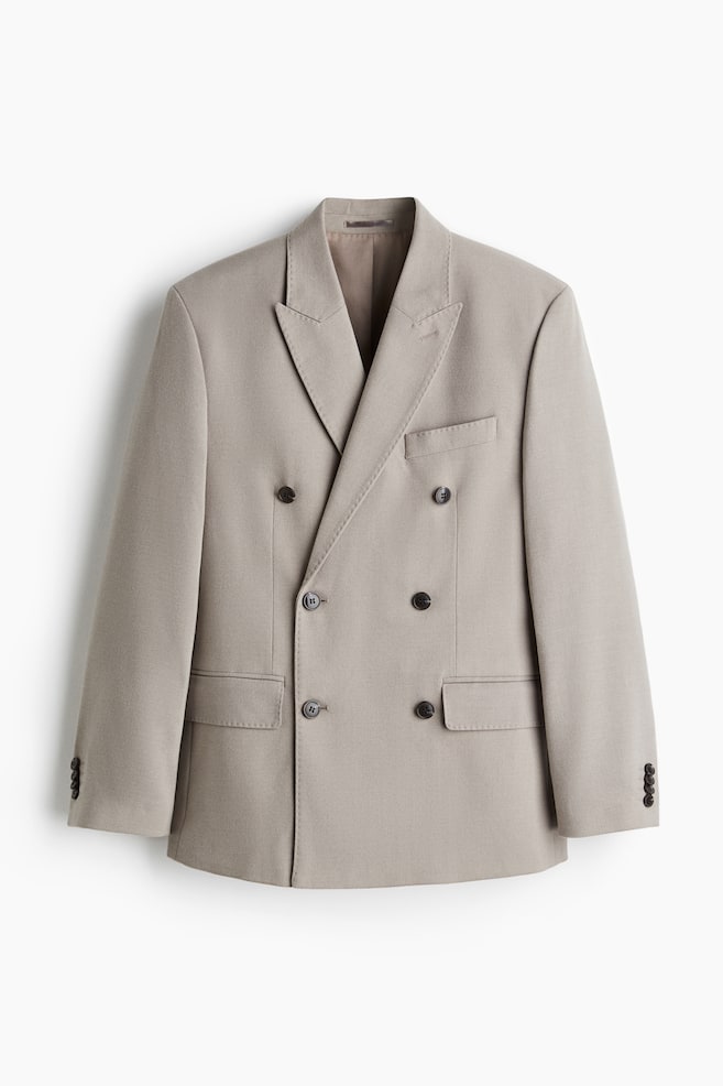 Regular-Fit Double-Breasted Jacket - Beige/Black - 1