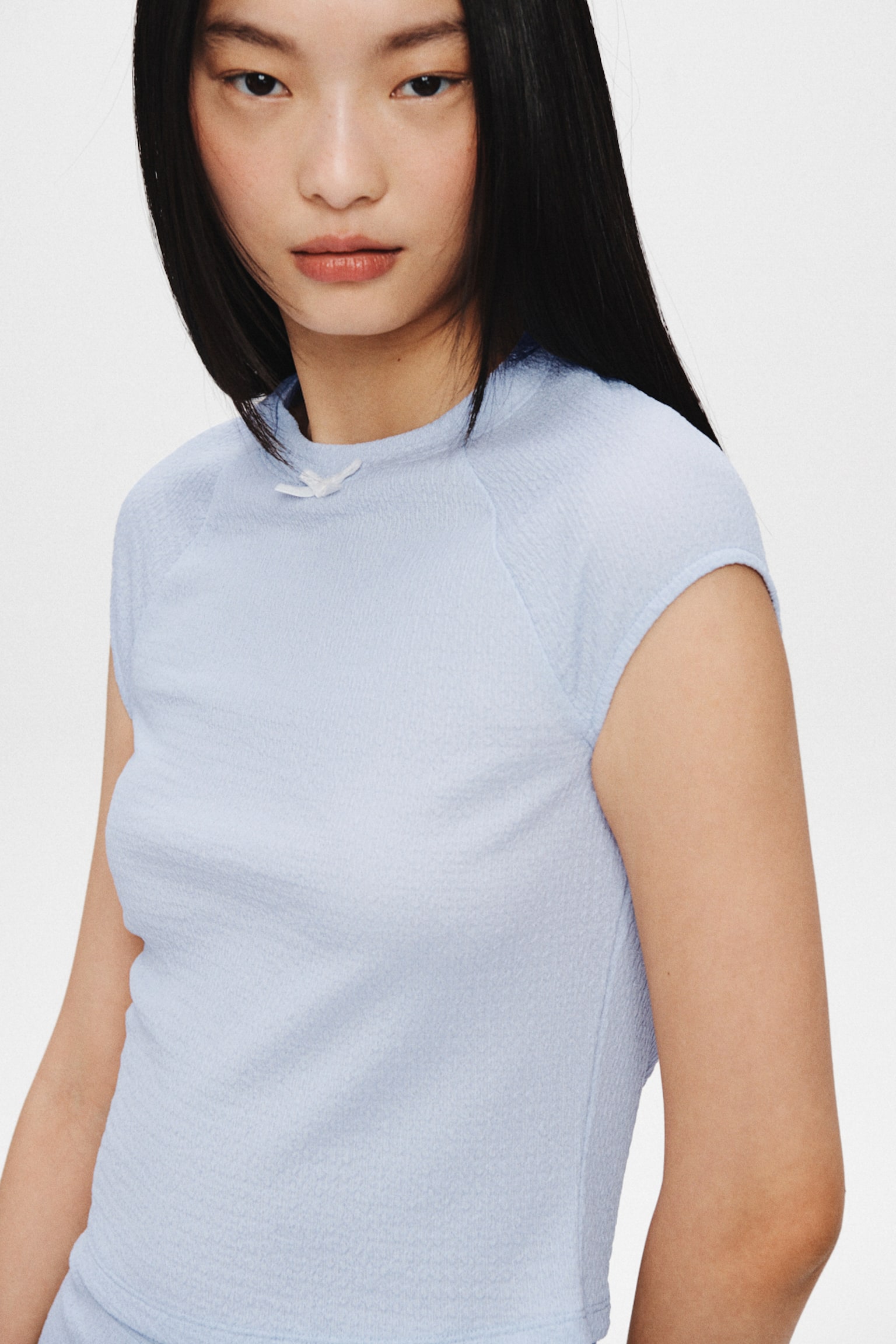 Textured jersey top - Light blue - 6