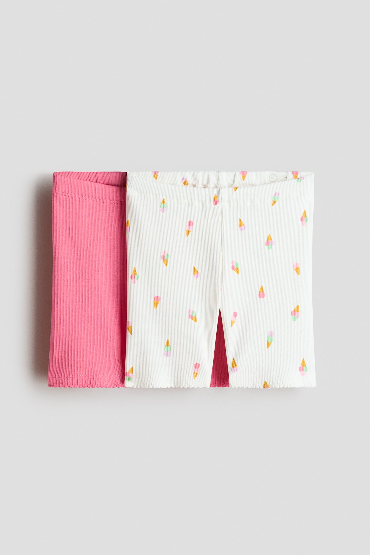 Lot de 2 shorts cycliste côtelés - Rose/glaces/Rose clair/bleu clair