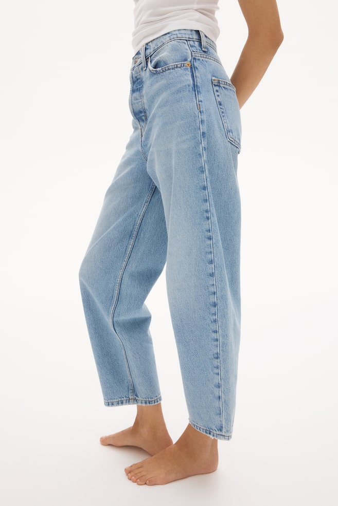 Barrel High Waist Ankle Jeans-Světlý denim blue - 5
